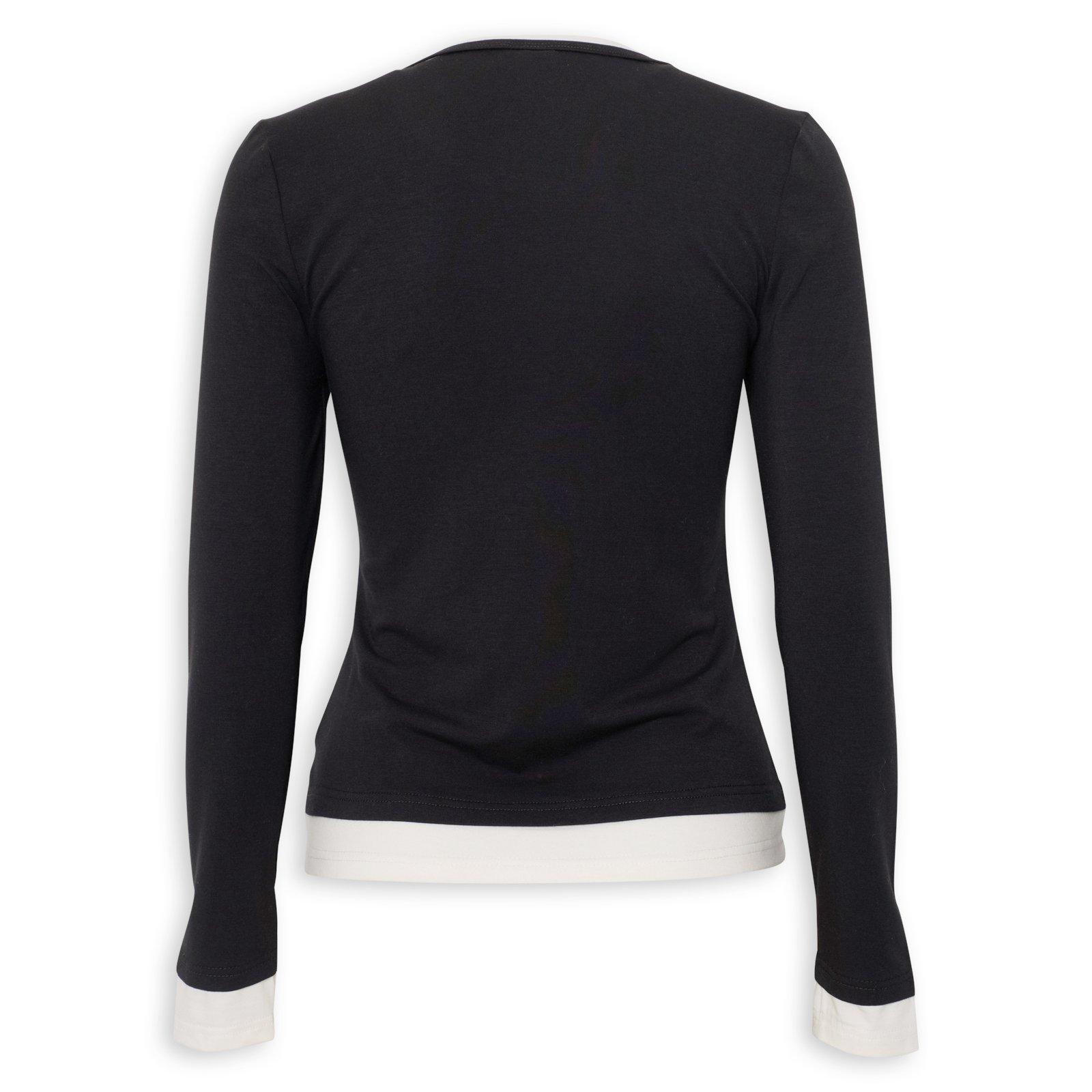 Black Fitted Layered Long Sleeve Top (3255328) | Identity