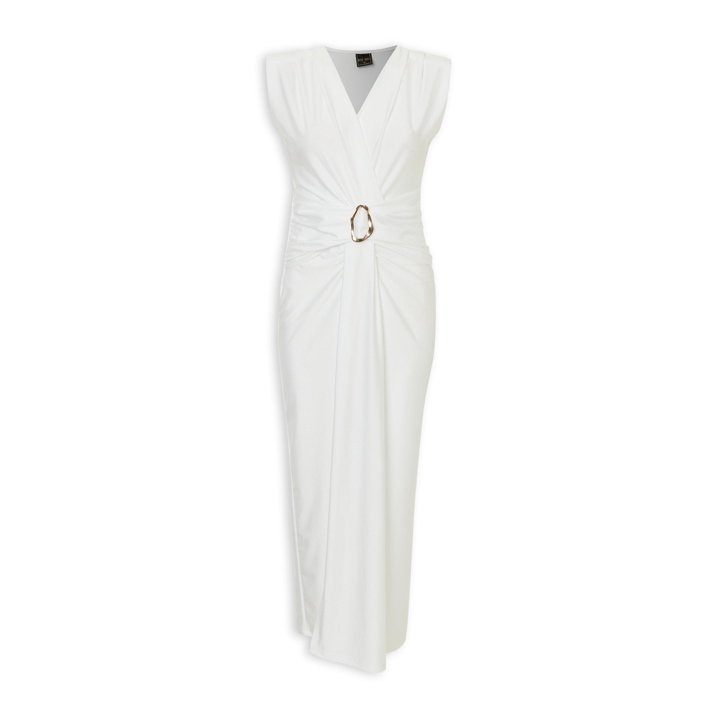 White Midi Gold Buckle Dress (3255421) | Miss Port