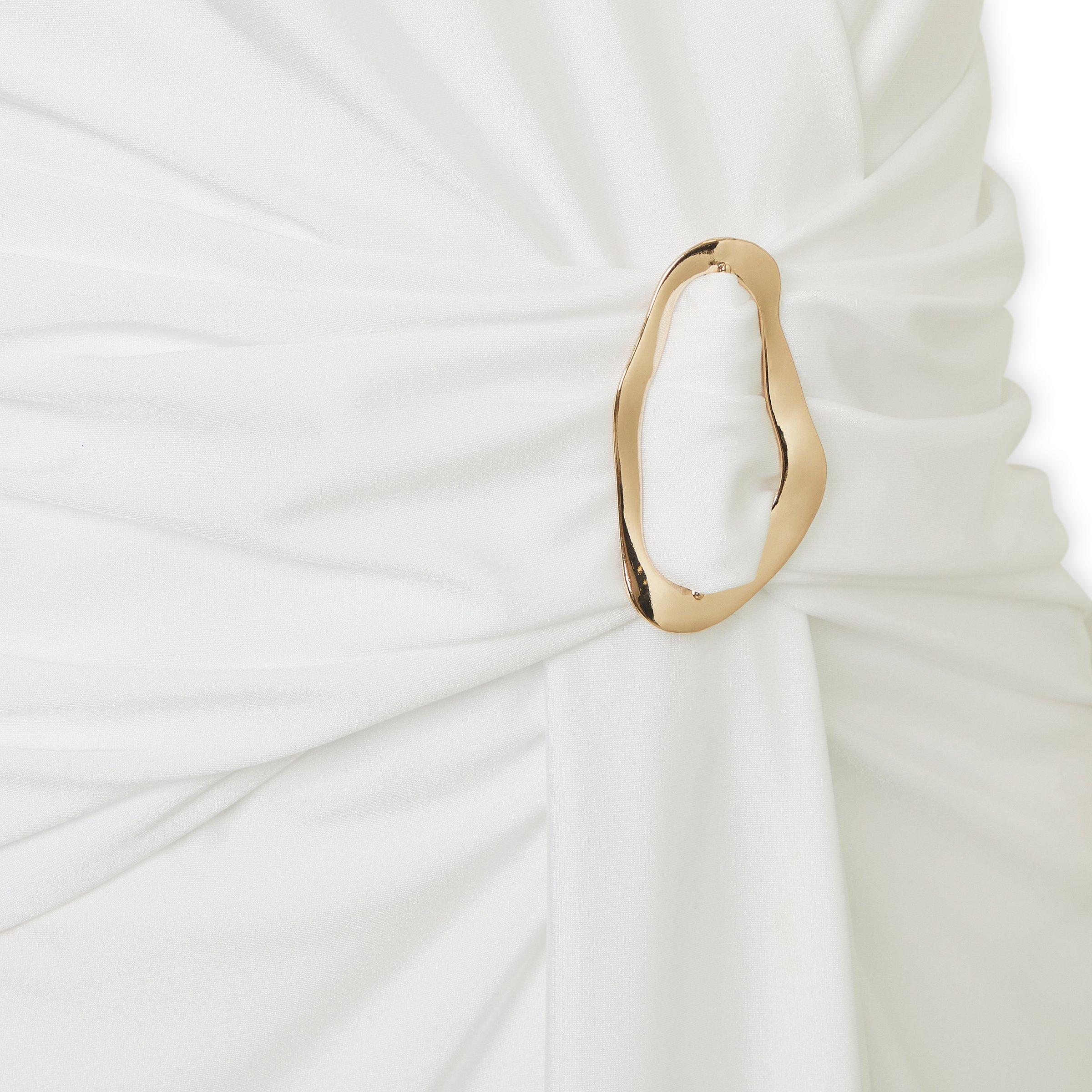 White Midi Gold Buckle Dress (3255421) | Miss Port