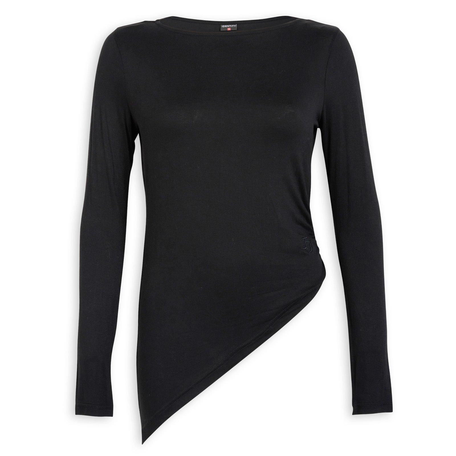 Black Asymmetrical Hem Top (3256205) | Identity