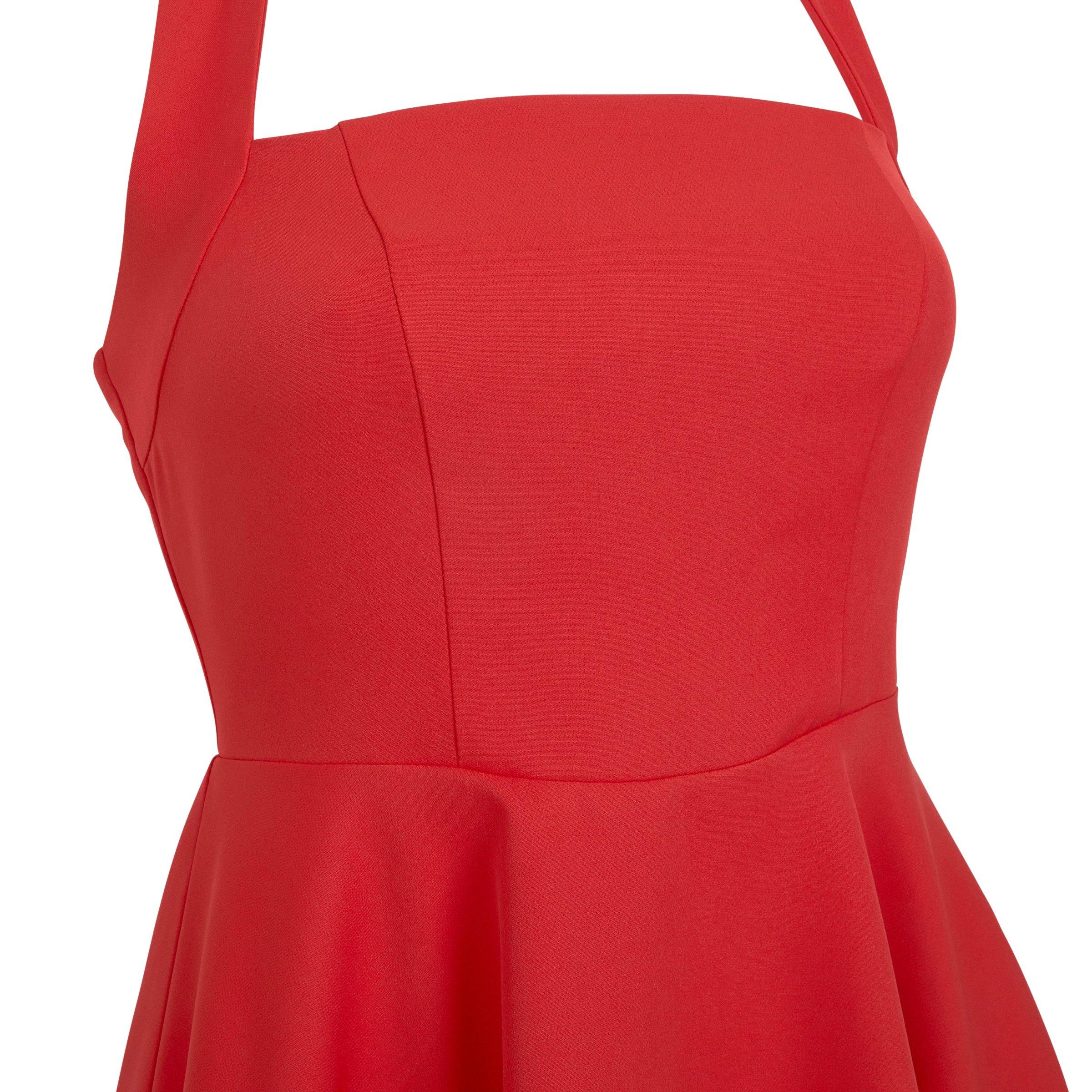 Cherry Red Halter Skater Dress (3256667) | Miss Friday