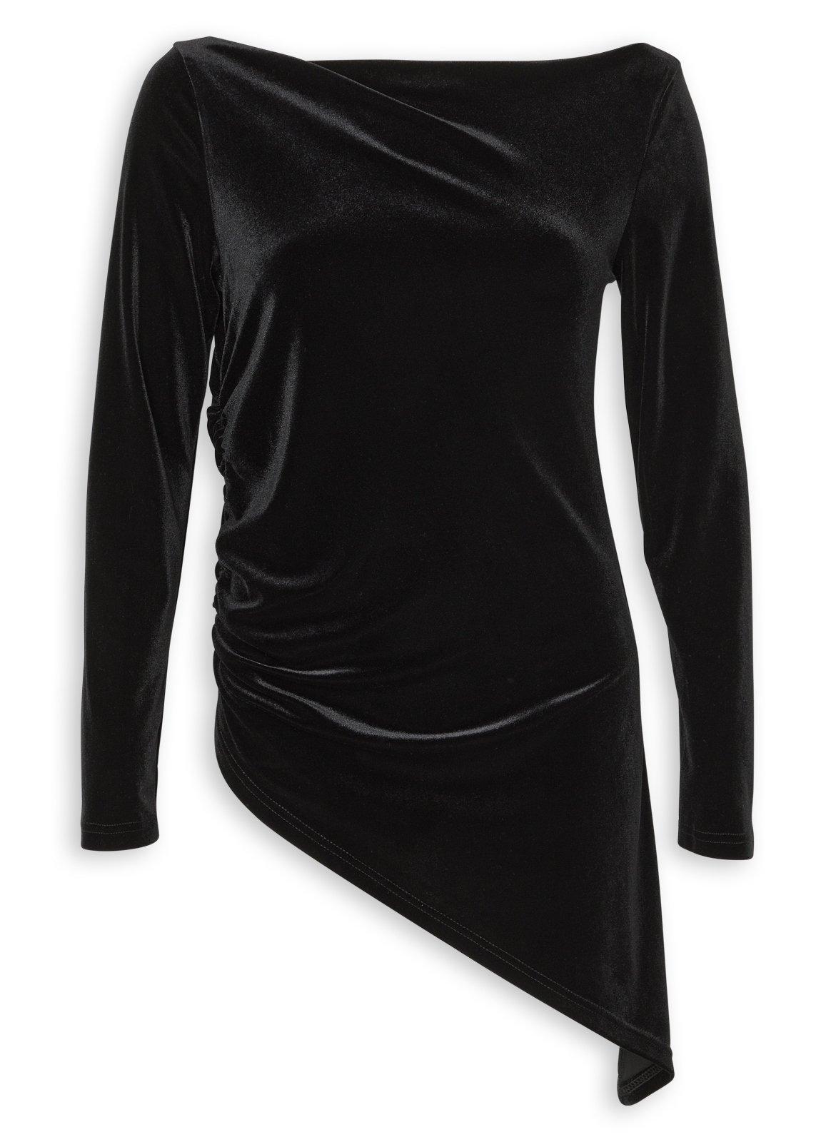 Black Velour Asymmetric Top (3256841) | Truworths