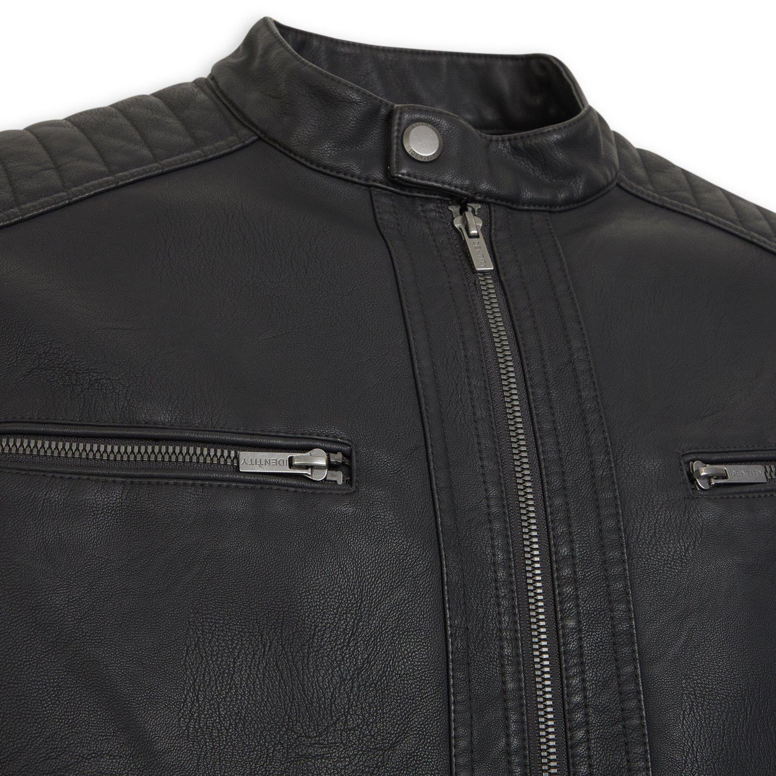 Black PU Biker Jacket (3256908) | Identity