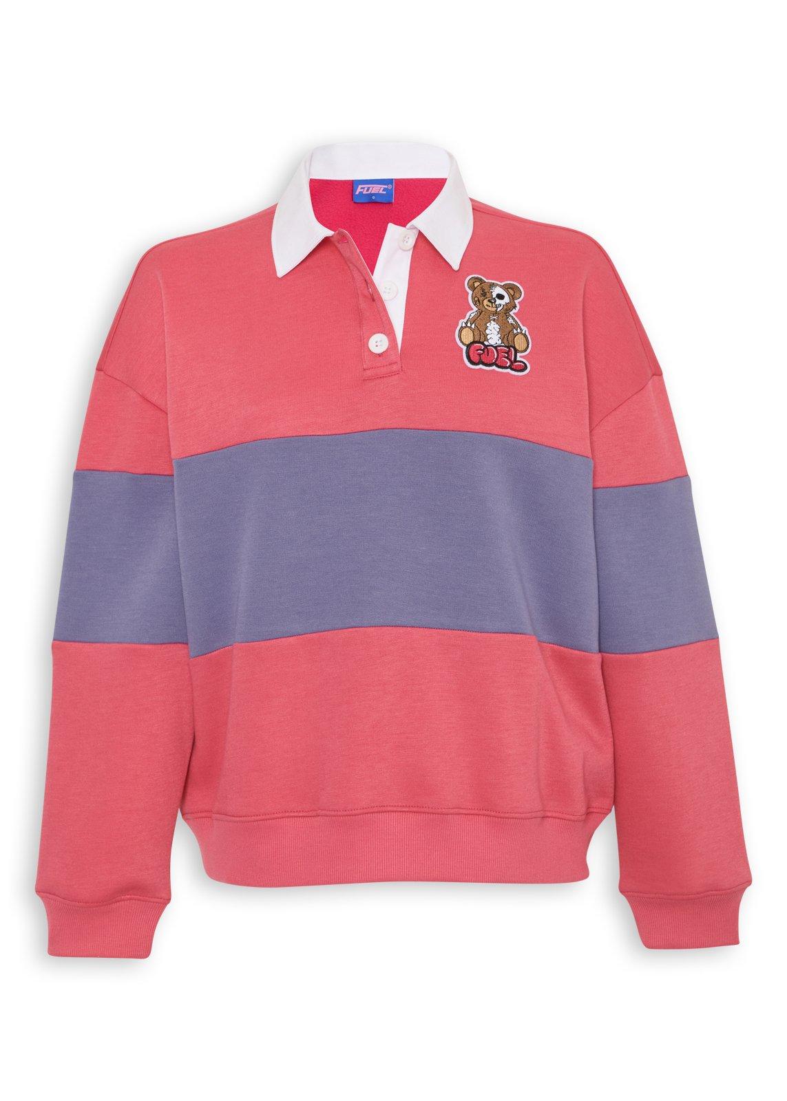 Pink Striped Rugby Collar Sweat Top (3256982) | Fuel
