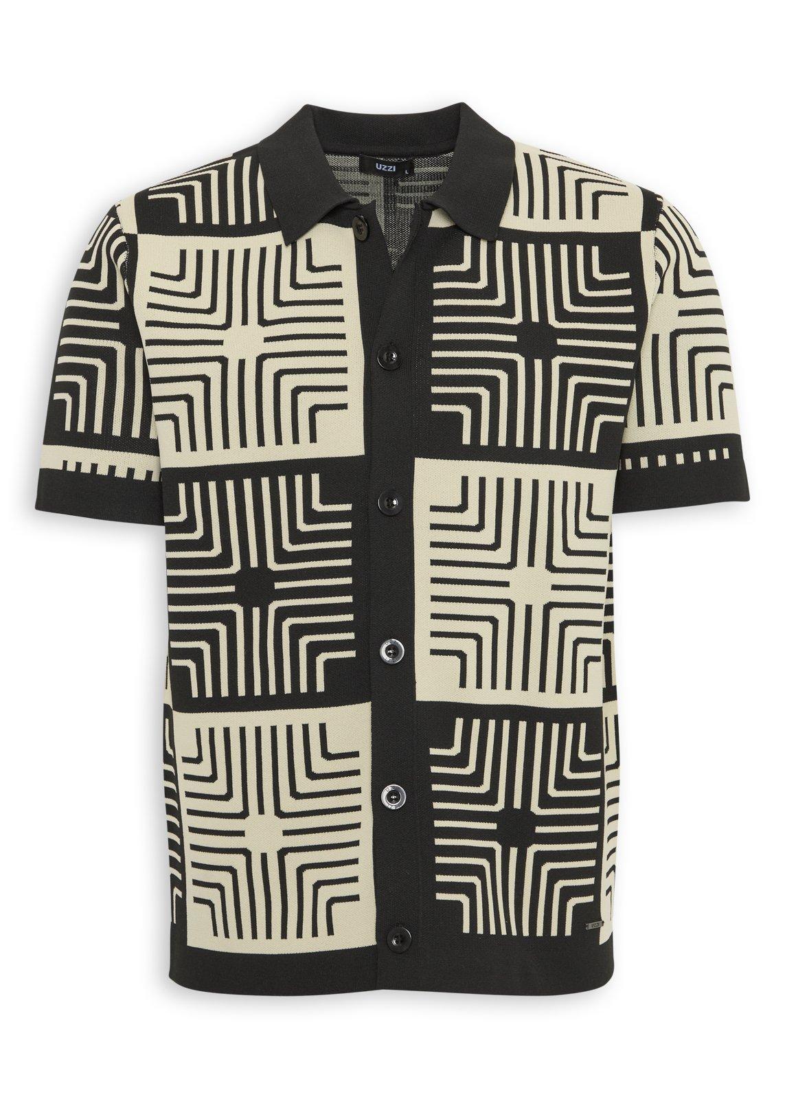 Stone Black Button Through Top (3257045) | UZZI
