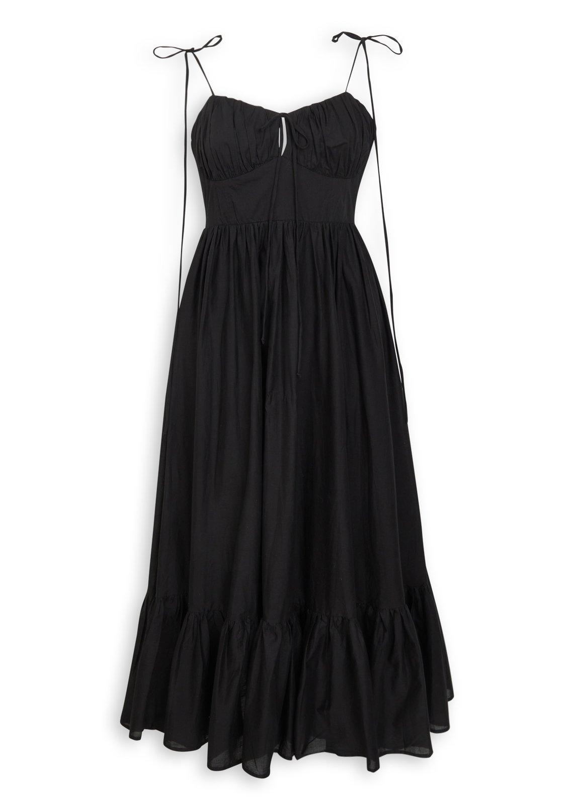 Black Strappy Bustier Midi Dress