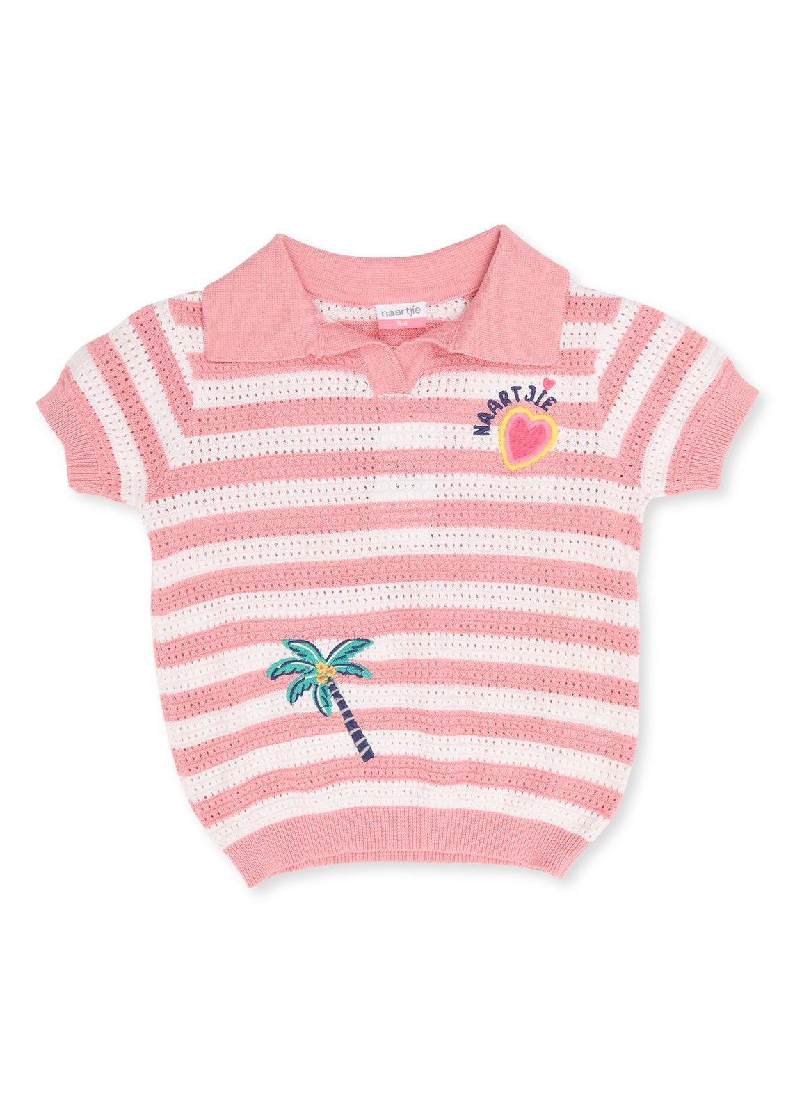 Kid Girls Pink Striped Crochet Top
