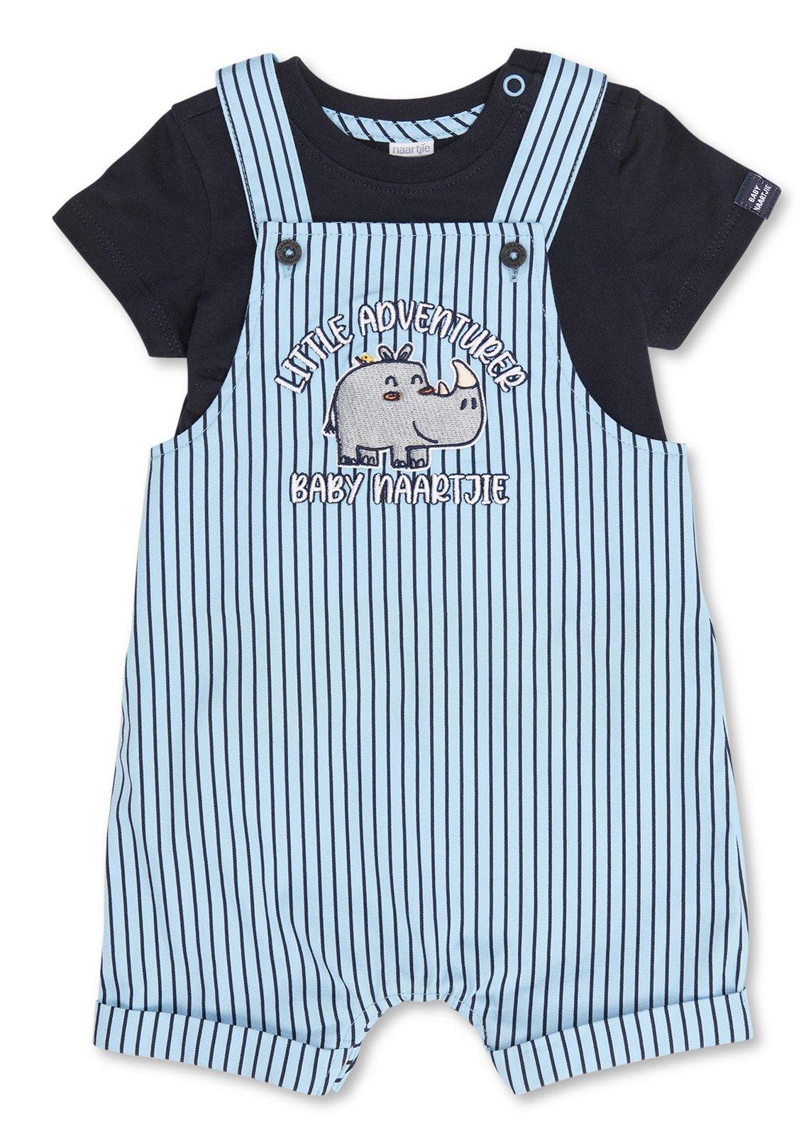 Newborn Boys Blue Striped Dungaree Set