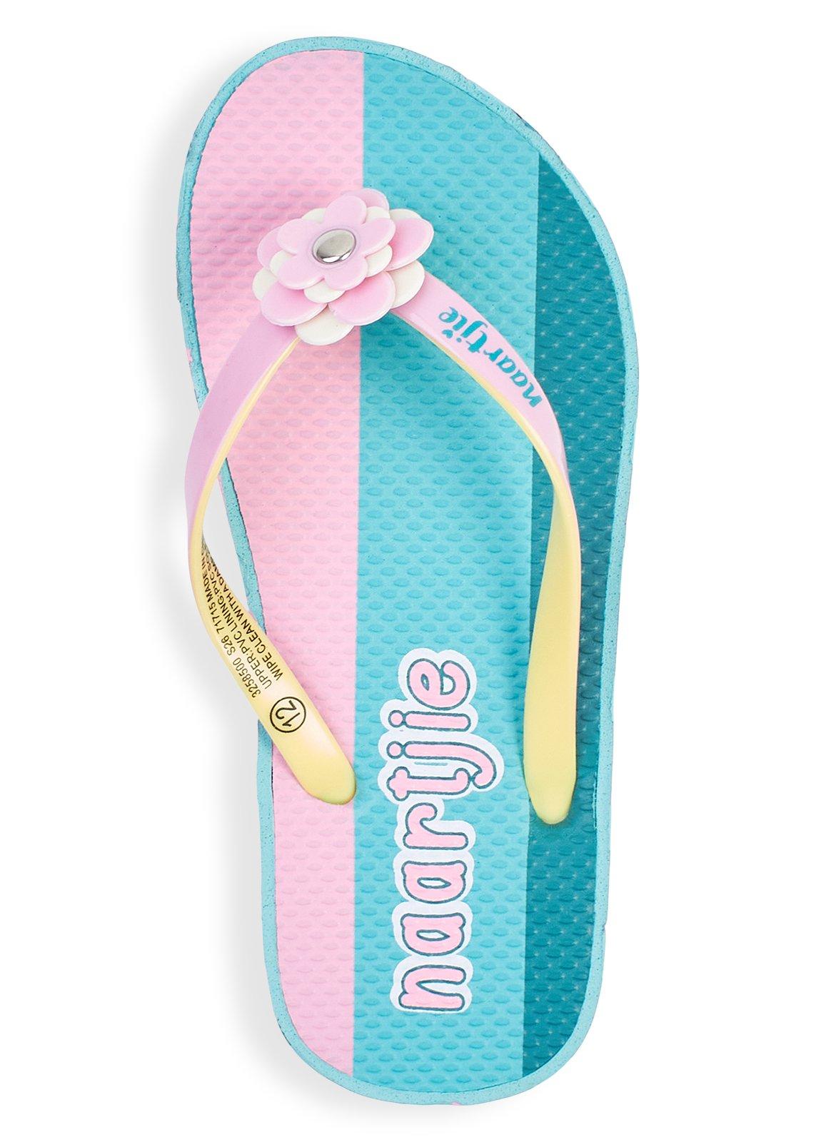 Girls Blue Striped Flip Flops