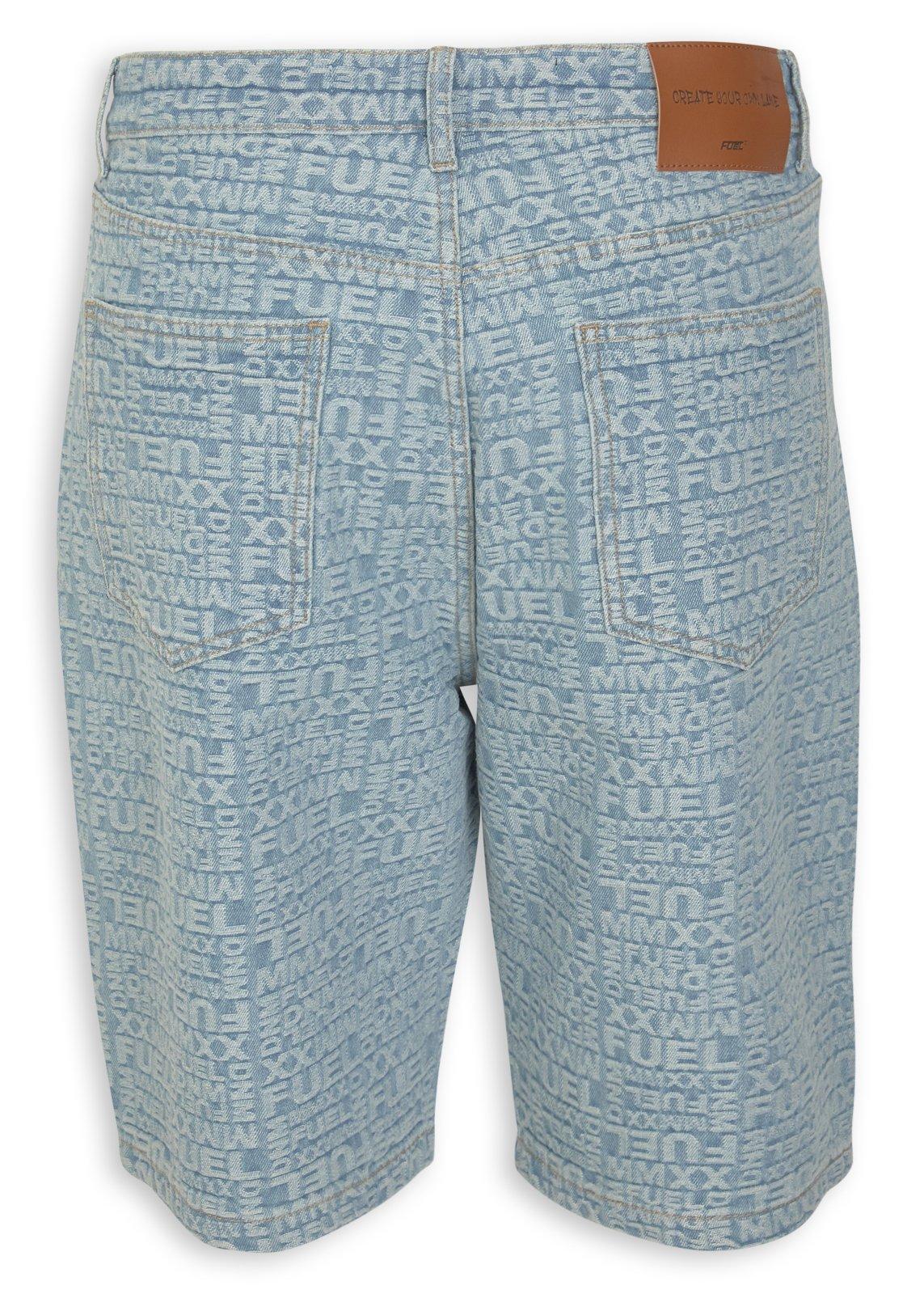 Indigo Brand Print Denim Jorts (3259832) | Fuel