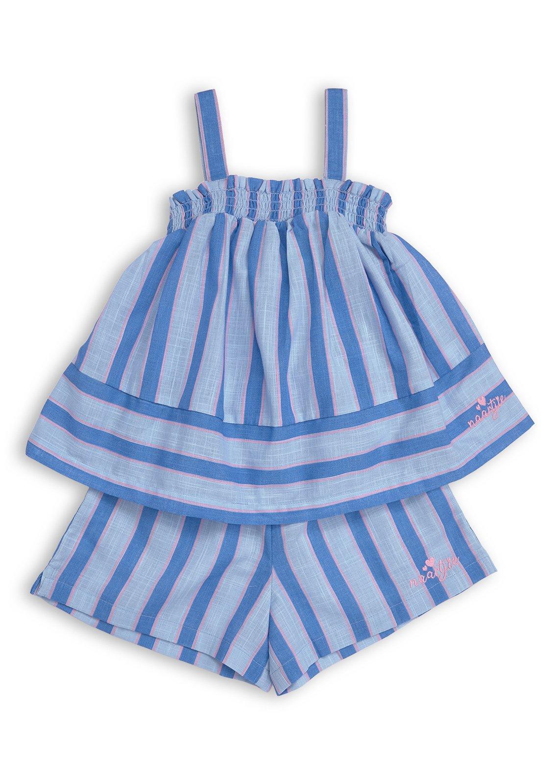 Kid Girls Blue Striped Top and Short Set