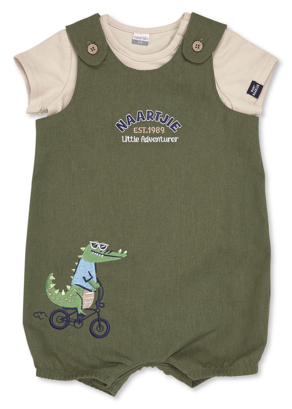 Newborn Boys Green Dungaree Set
