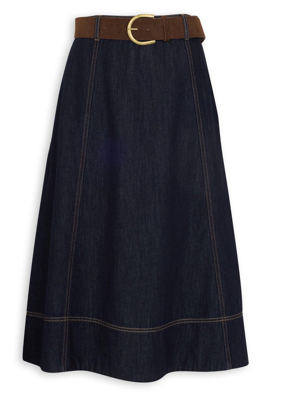 A-Line Belted Denim Wrap Skirt (3260827) | Ginger Mary
