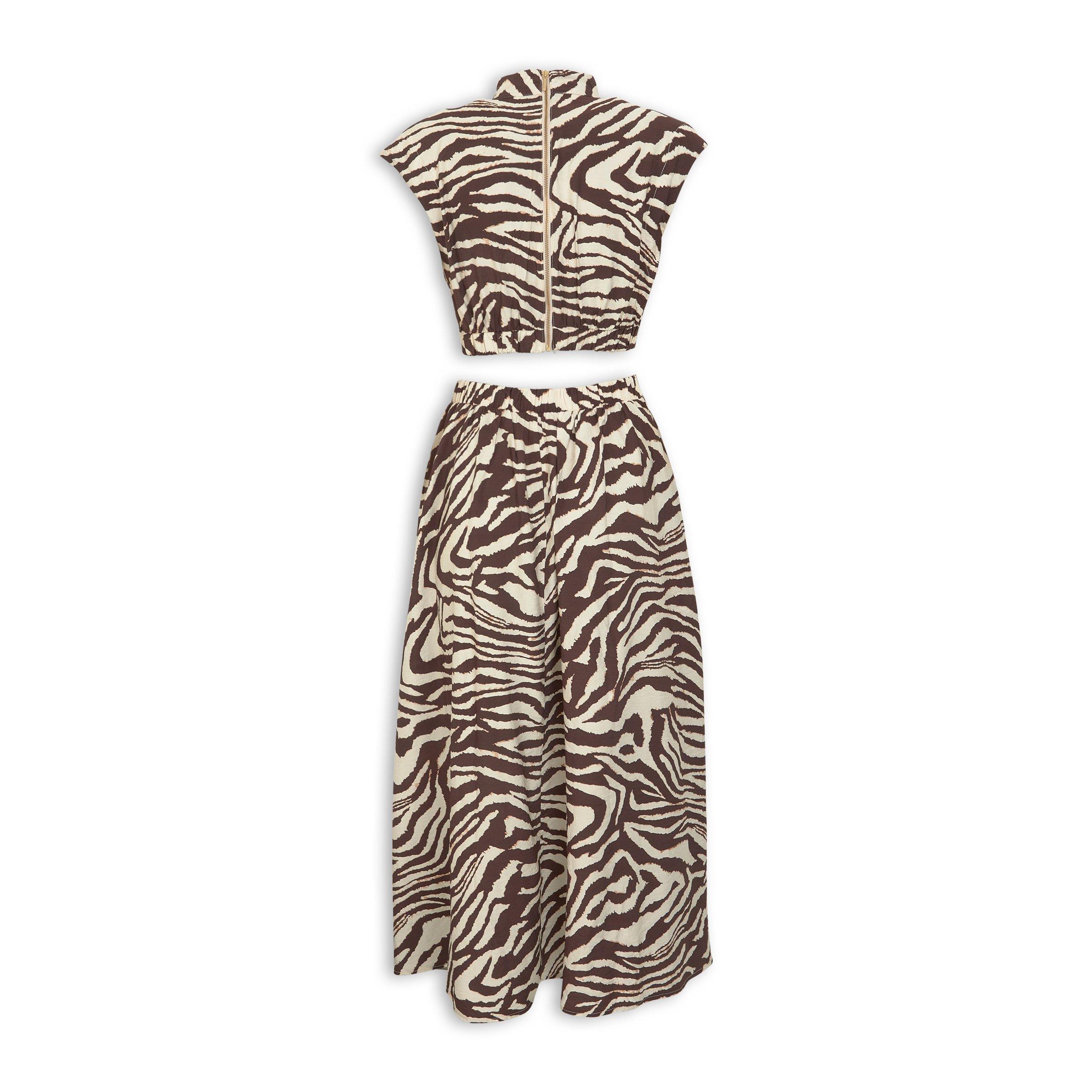 princess polly baby blue dress Snap Brown & White Zebra Print Cotton Button-Front Dress