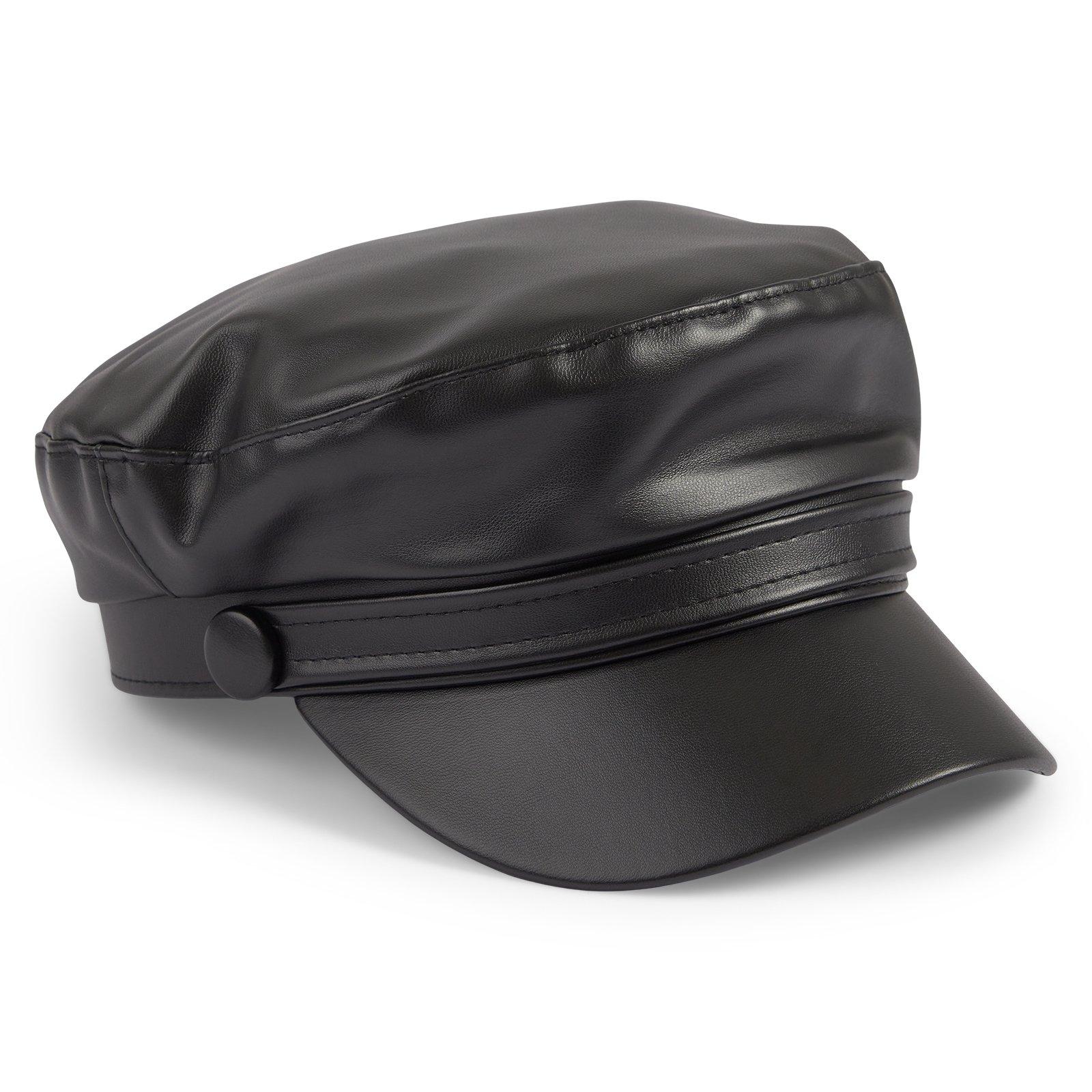 Black Faux Leather Cap (3261231) | 4Flavour Accessories