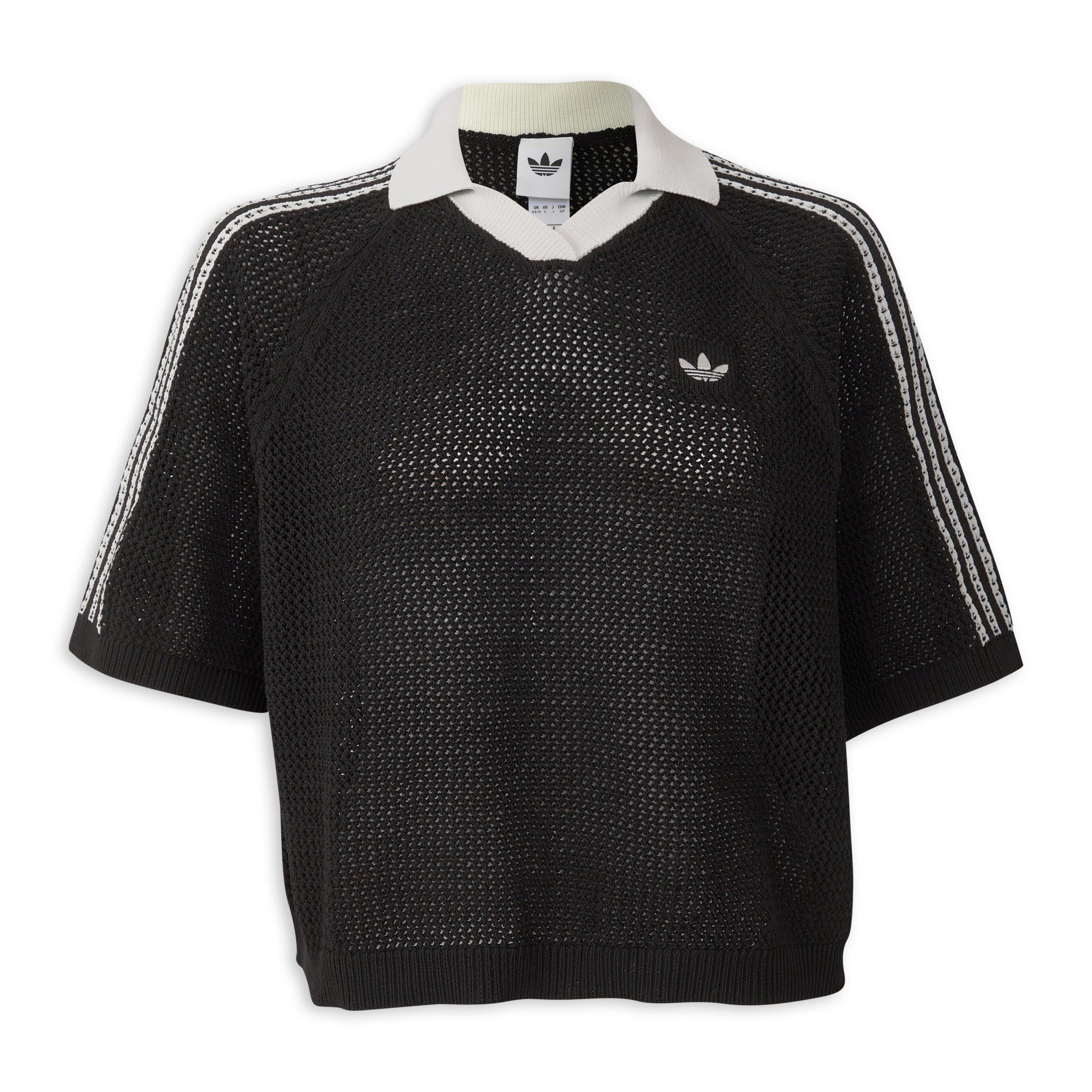 Black Knitted Crochet Polo T-Shirt (3261794) | Adidas