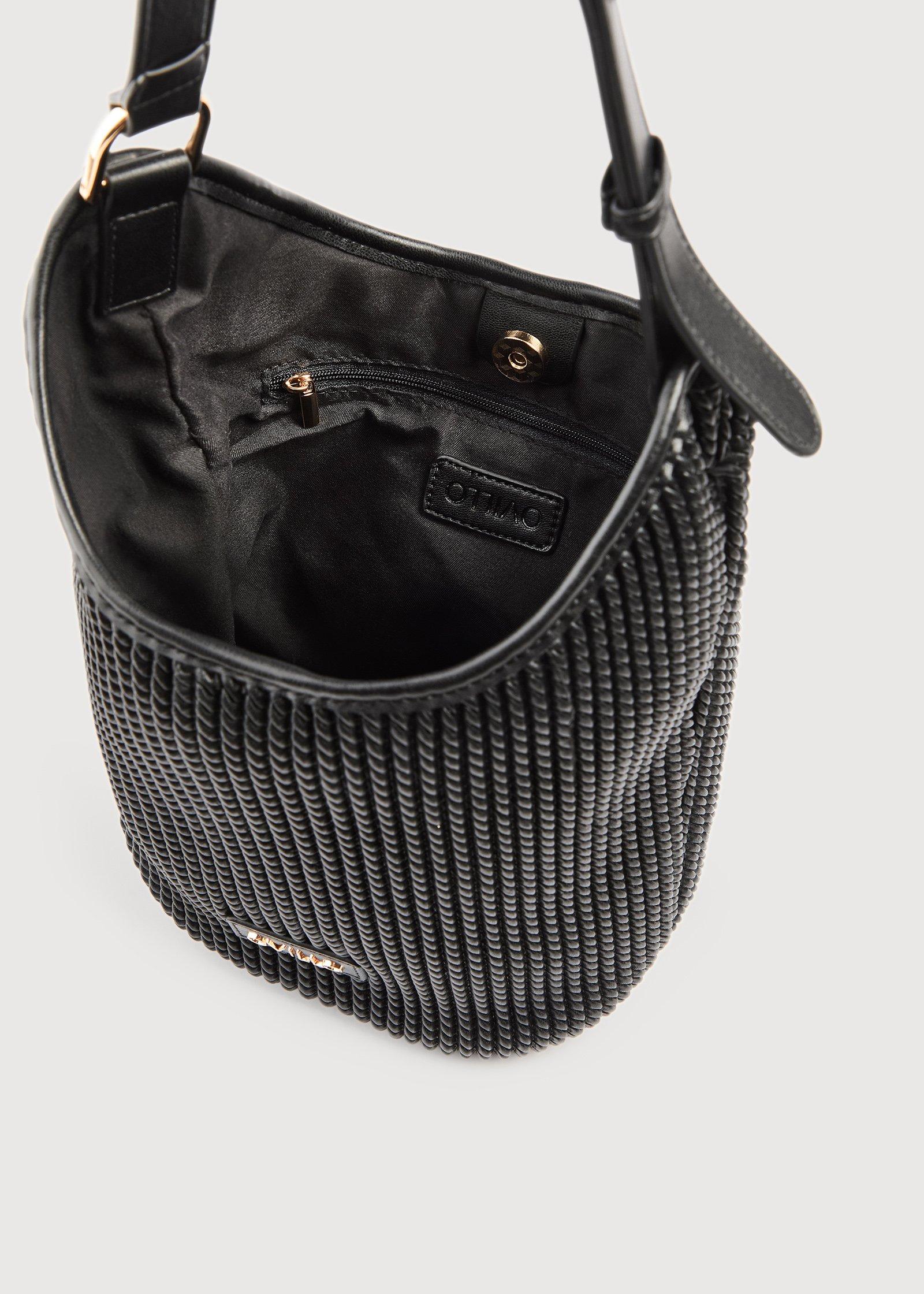 Black Woven Textured Bucket Bag (3261935) | Ovillo