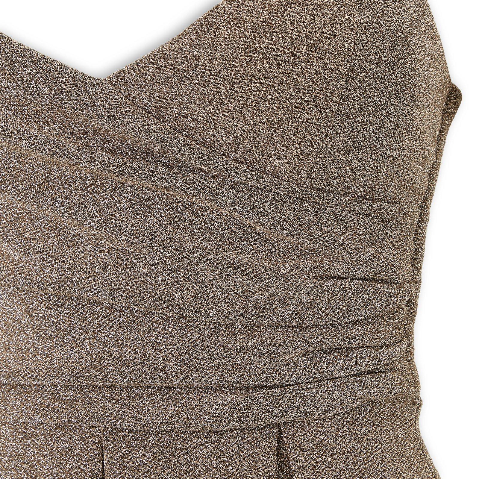 Champagne Metallic Inverted Pleat Dress (3262307) | RSVP