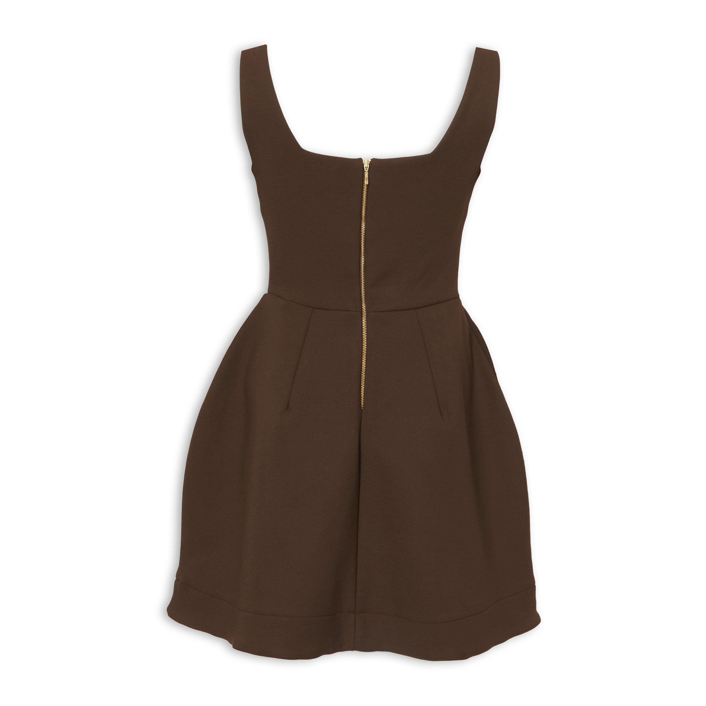 Chocolate Brown Retro Mini Dress (3264218) | X&O Ladies
