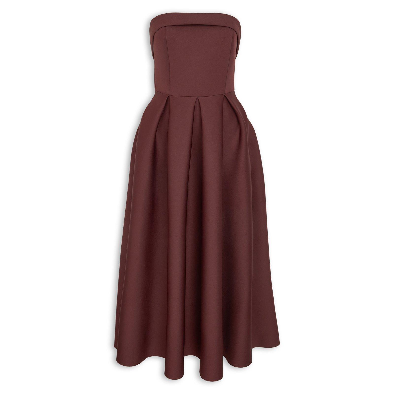 Burgundy Bardot Midi Dress (3264223) | Miss Port