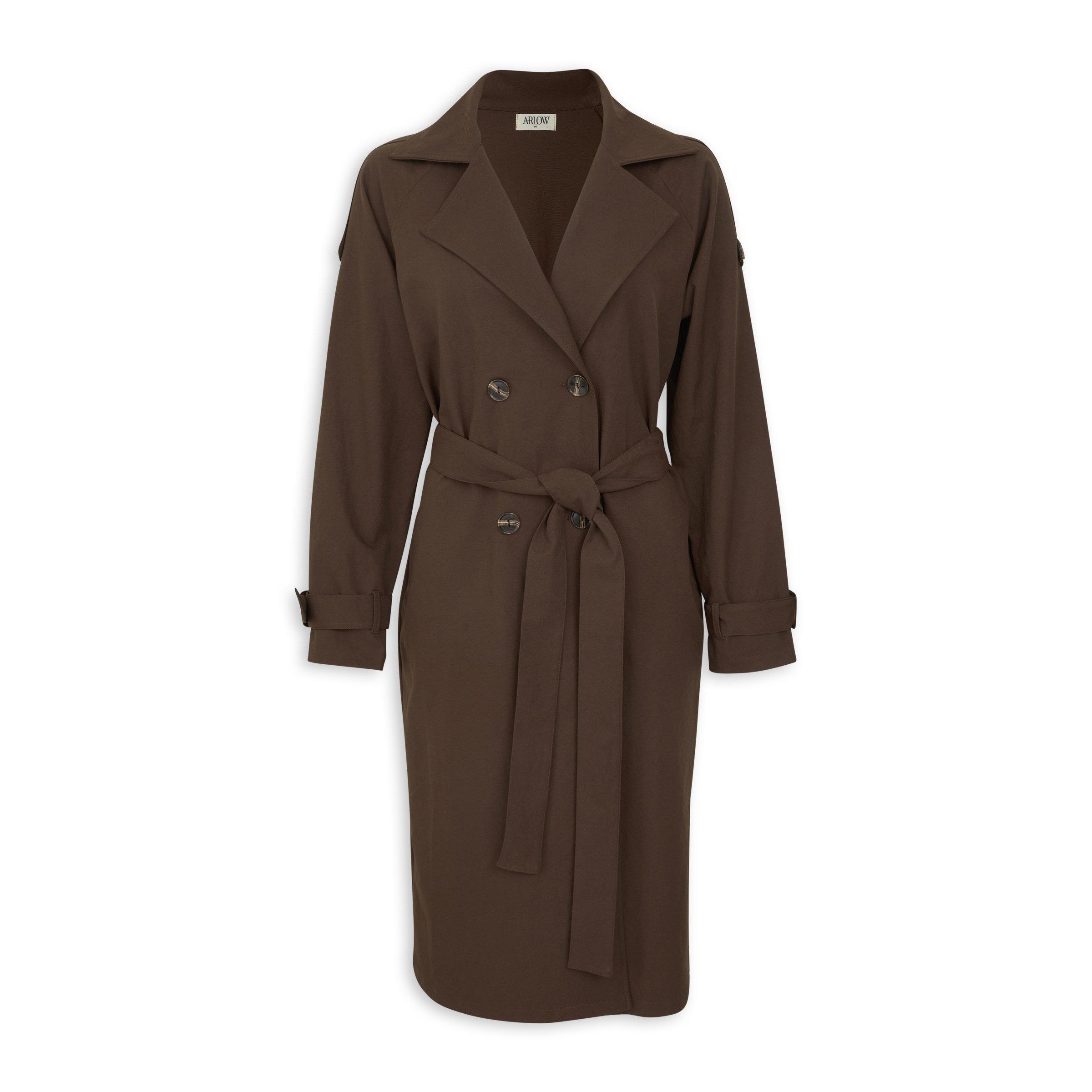 Chocolate Brown Twill Trench Coat (3264624) | Arlow