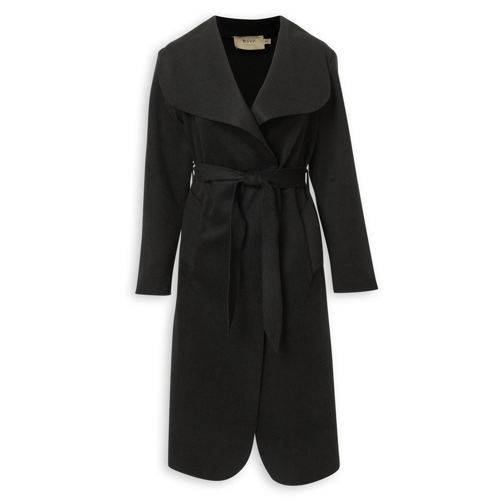 Black Shawl Collar Melton Coat (3264632) | RSVP