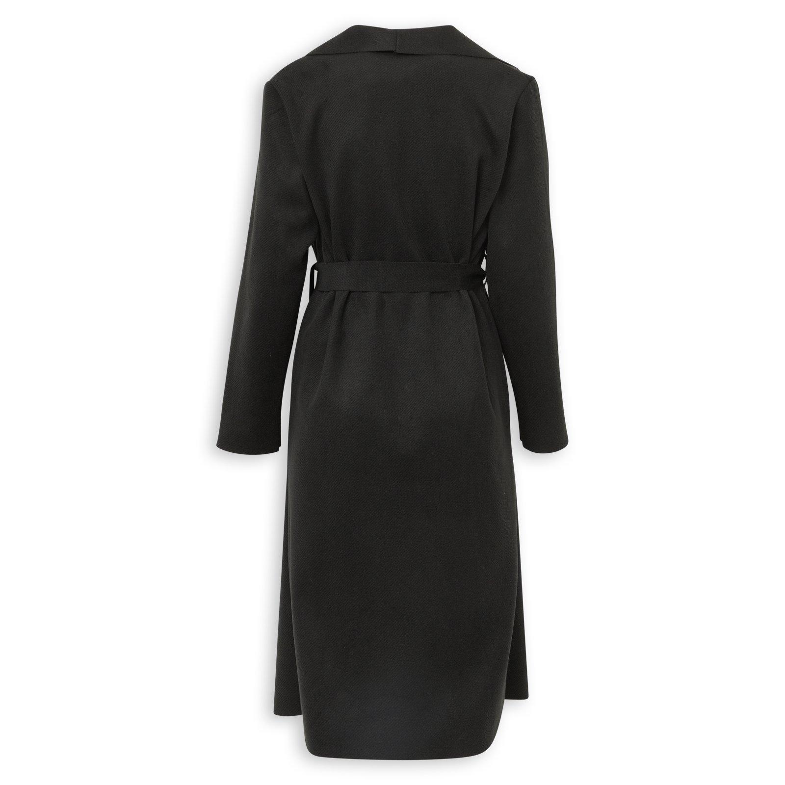 Black Shawl Collar Melton Coat (3264632) | RSVP