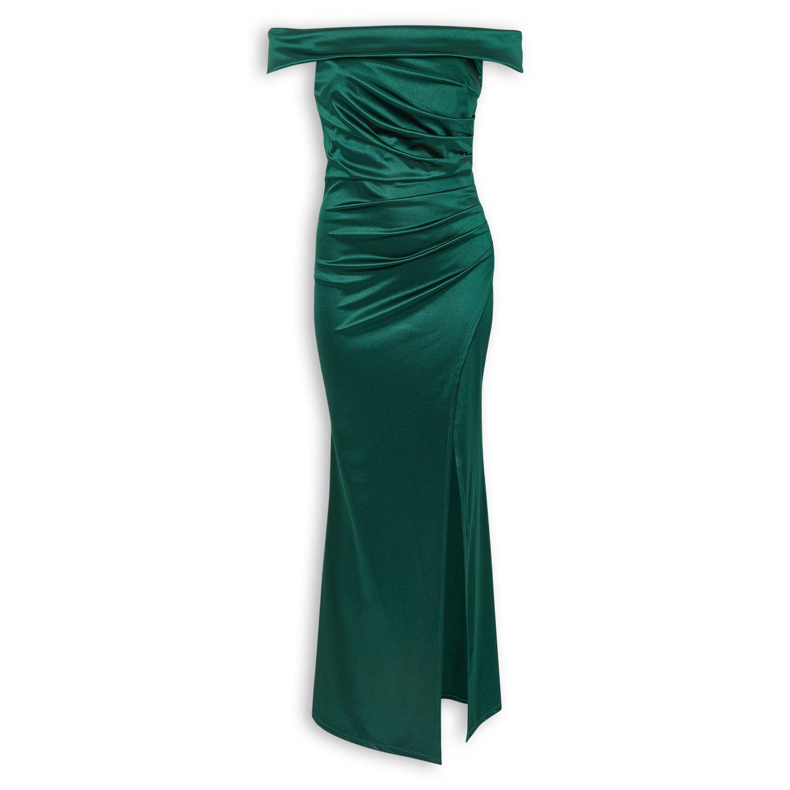 emerald green and gold dress quince Lace Bardot Tulle Dress main image 1