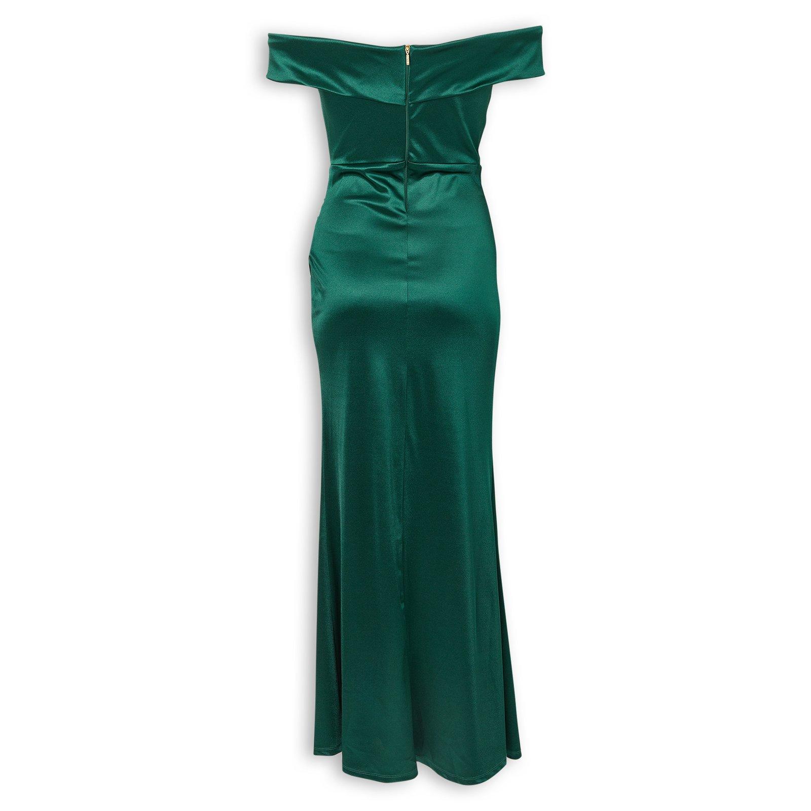 Emerald Bardot Satin Dress (3264634) | RSVP