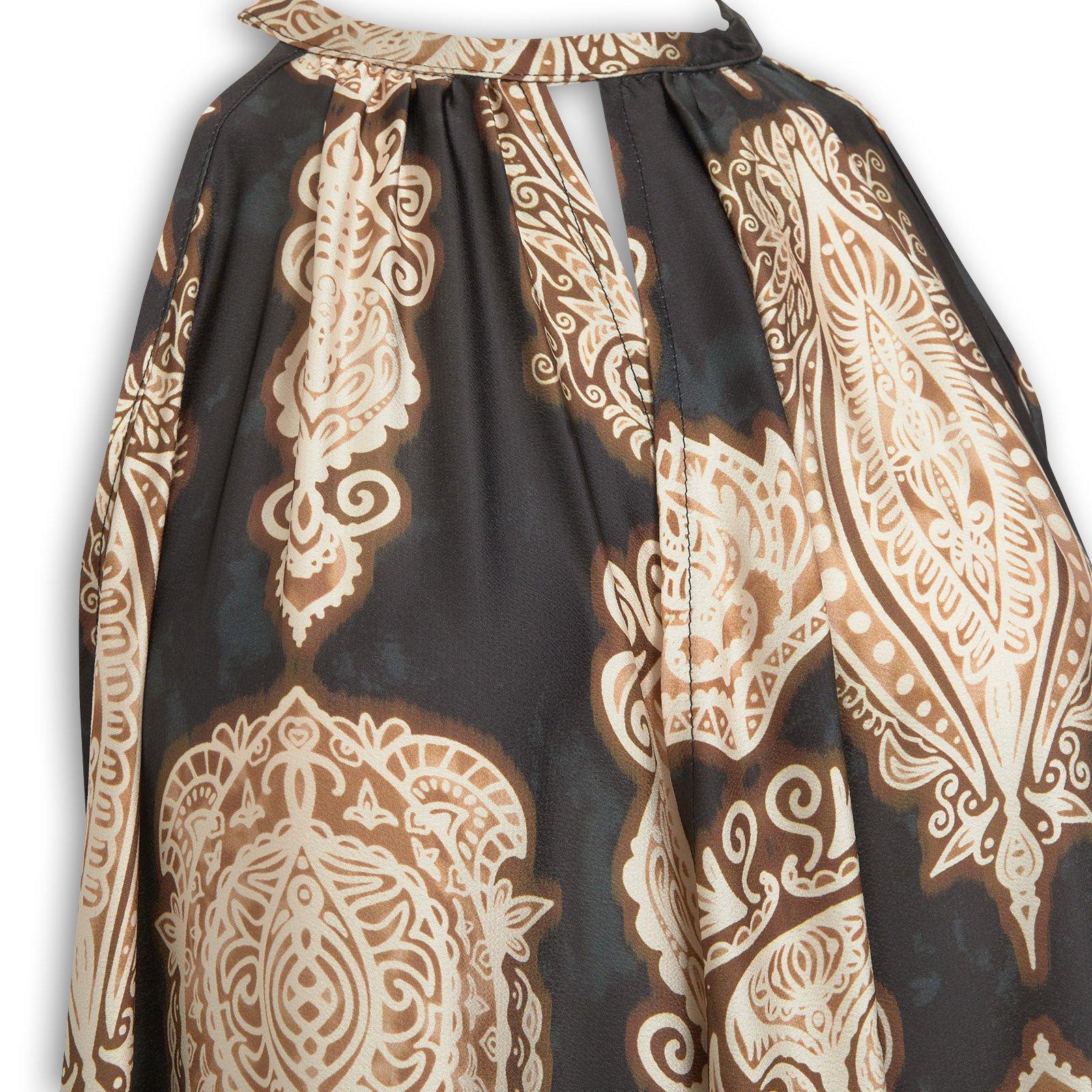 Black & Brown Printed Trapeze Dress (3264653) | Amber