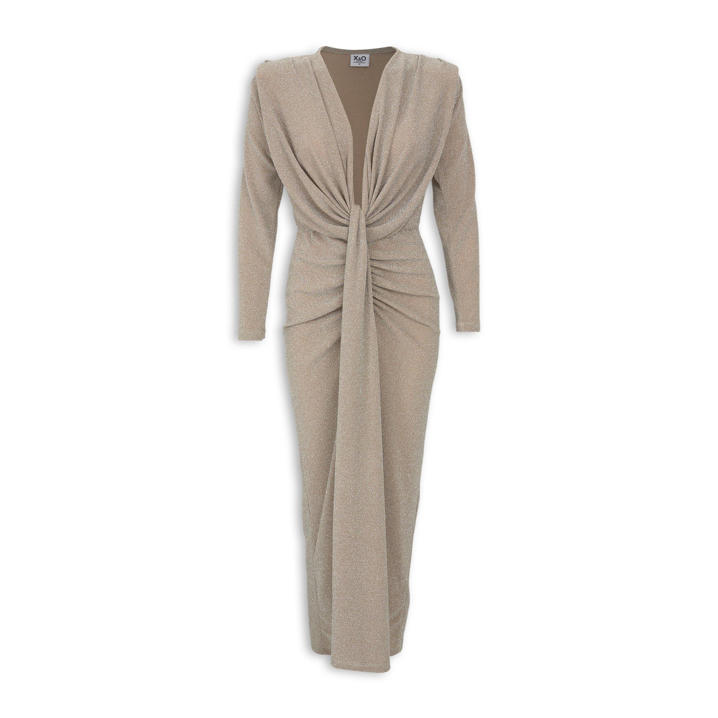 Champagne Sparkle Gauged Dress (3264833)