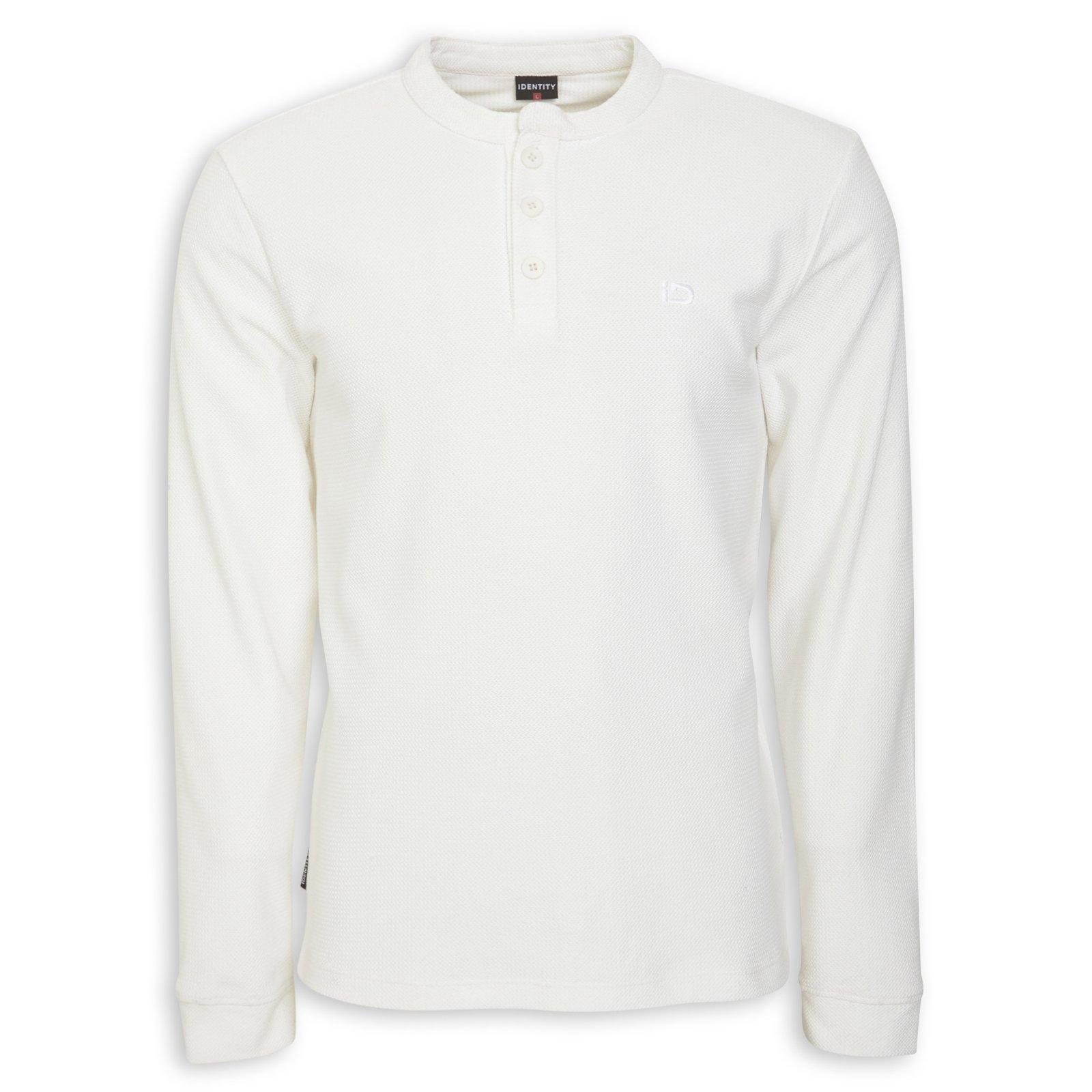 White Textured Henley T-Shirt (3265329) | Identity