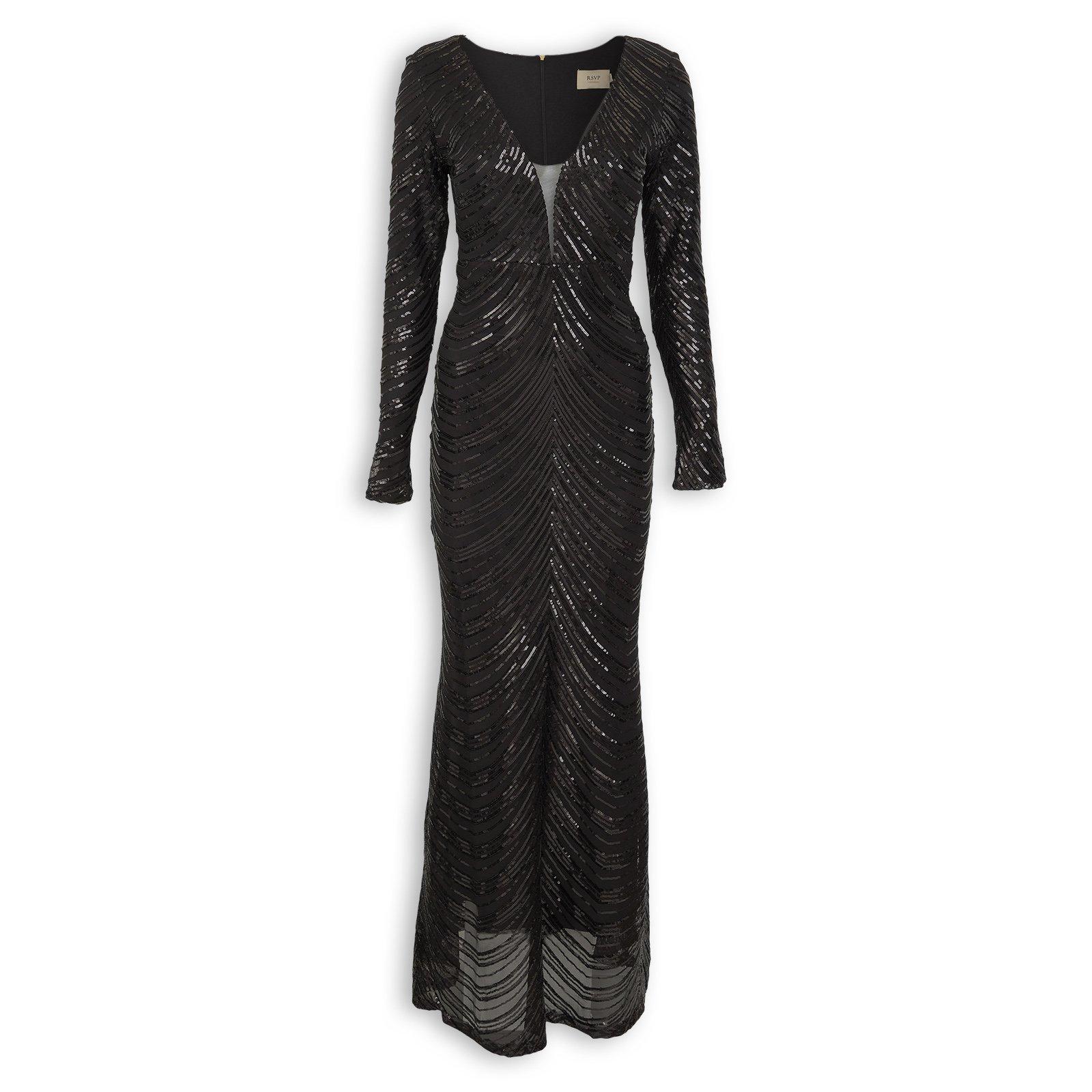 Black Long Sleeve Sequins Dress (3265457)