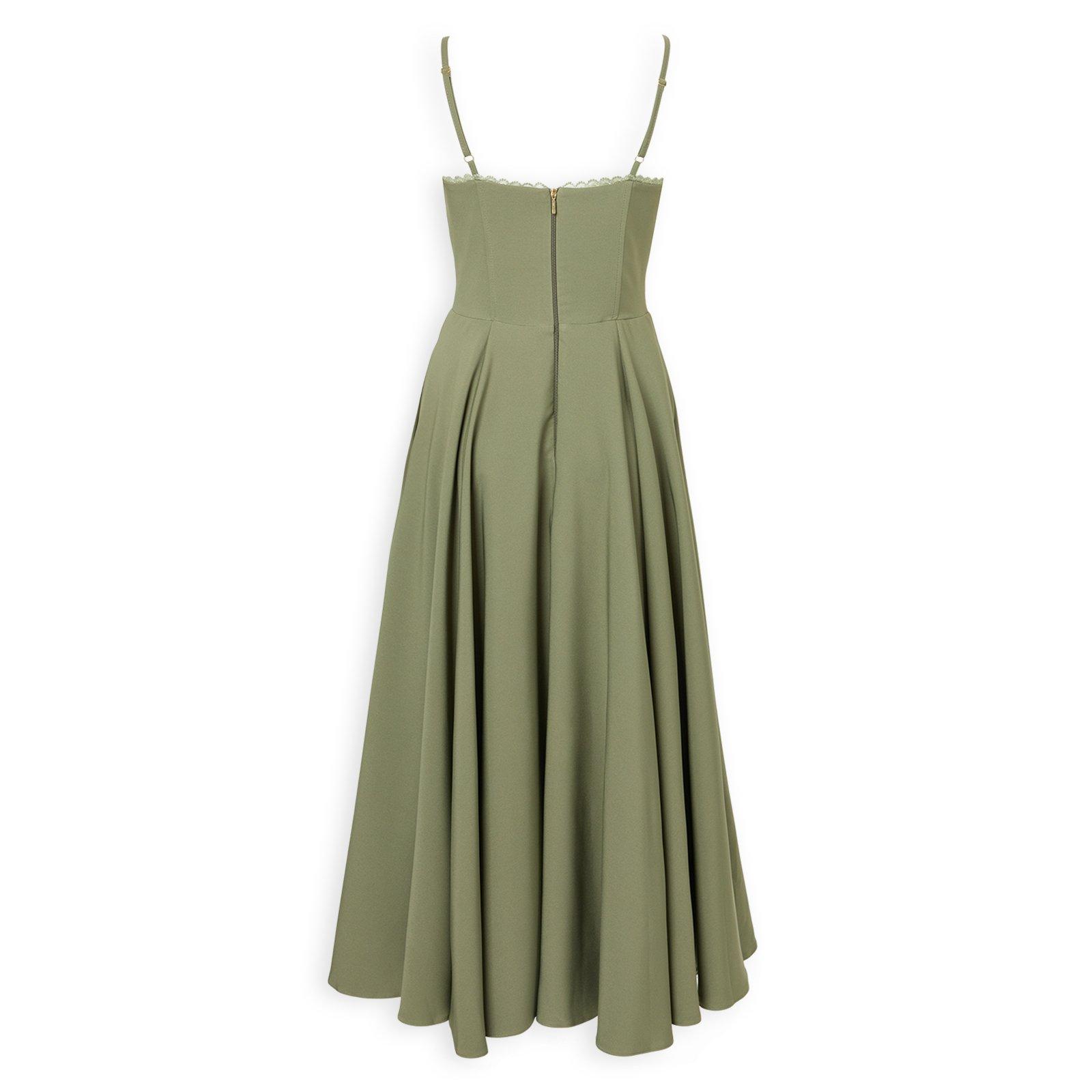 Olive Green Corset Tulle Dress (3265472) | Arlow