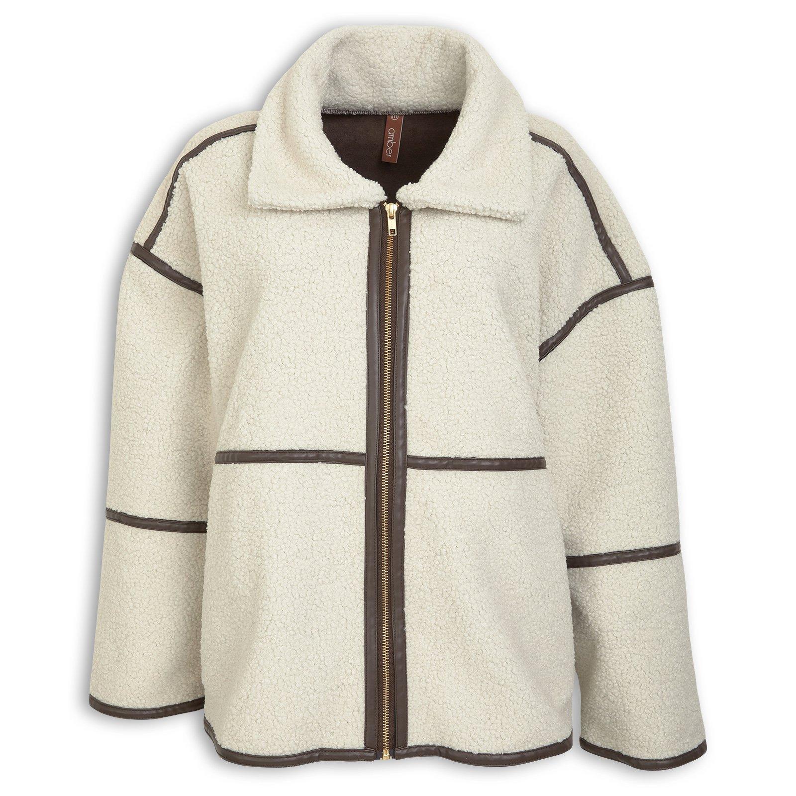 Ivory & Chocolate Faux Fur Coat (3265555) | Amber