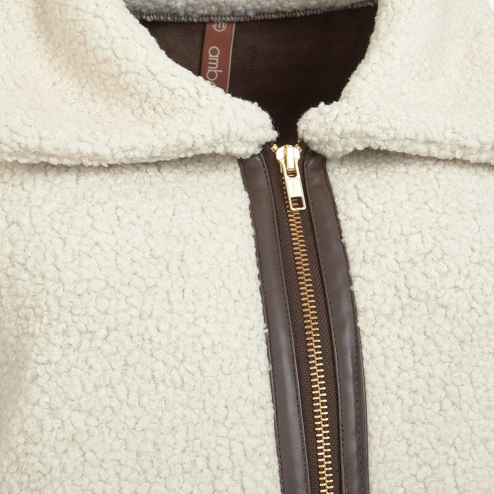 Ivory & Chocolate Faux Fur Coat (3265555) | Amber