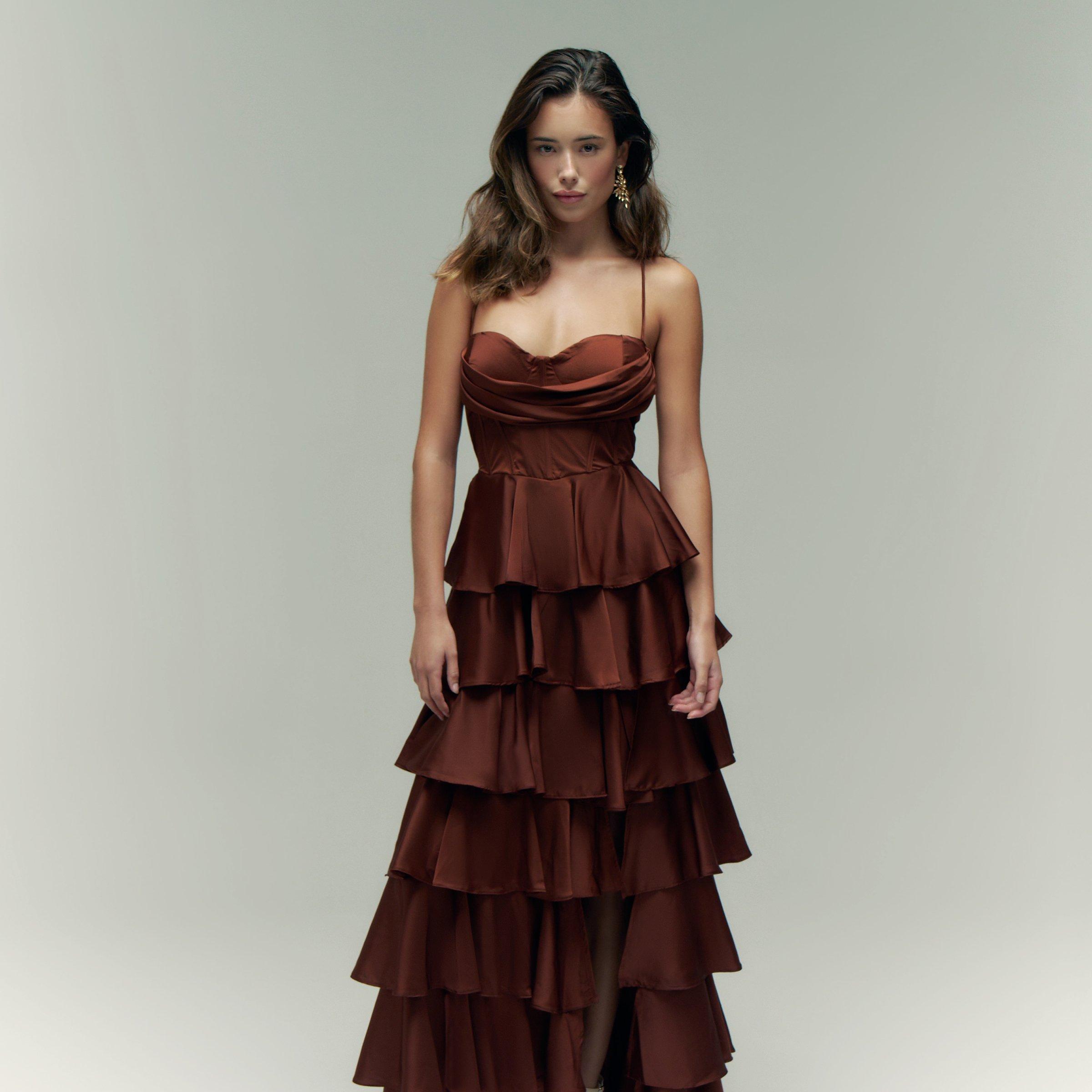 what are casual dresses Gabbie Lace-Up Rhinestone Corset Formal Dress