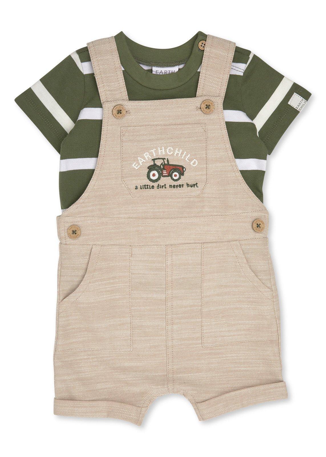 Newborn Boys Beige Dungaree Set (3266497) | Earthchild