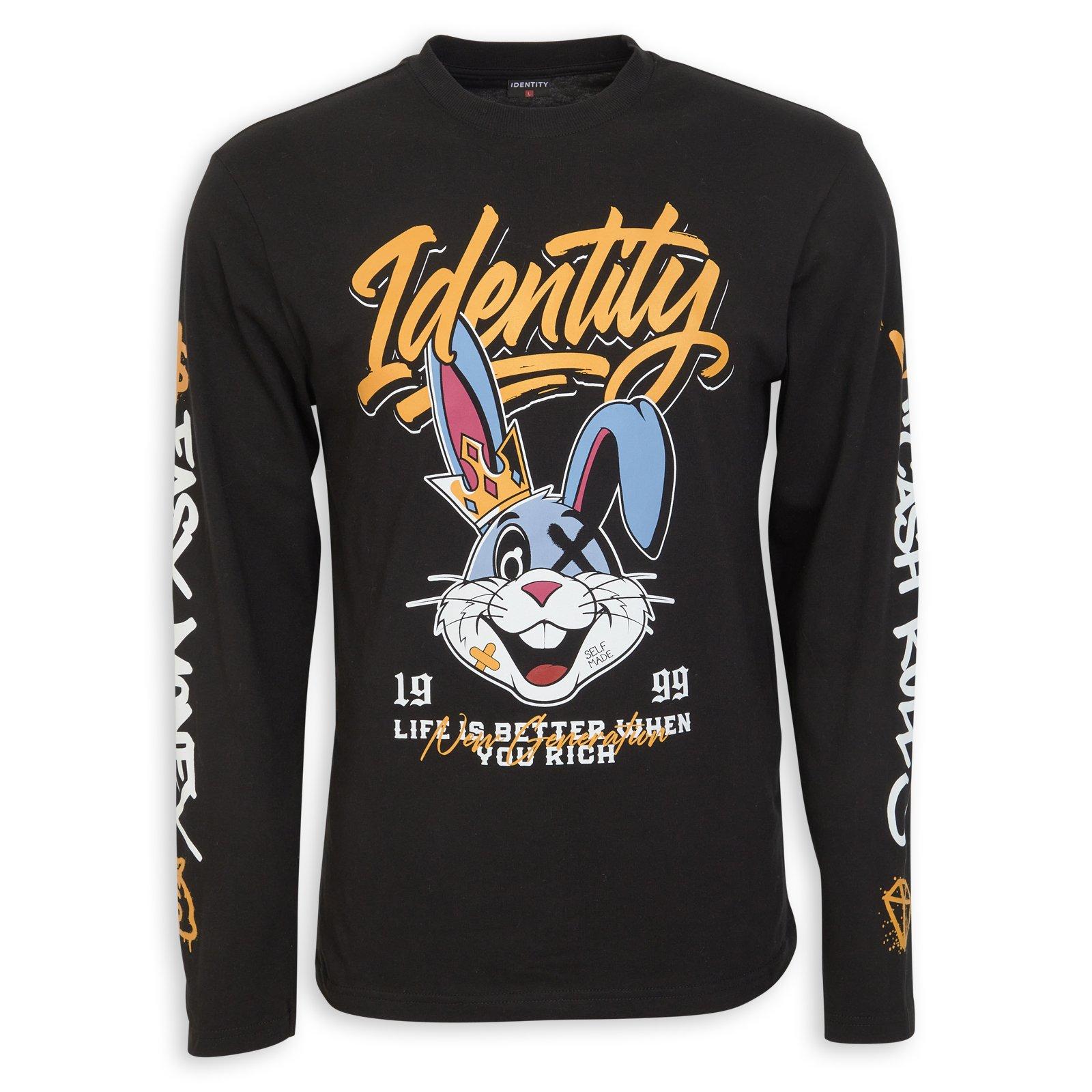 Black Long Sleeve Bunny Tee (3266576) | Identity