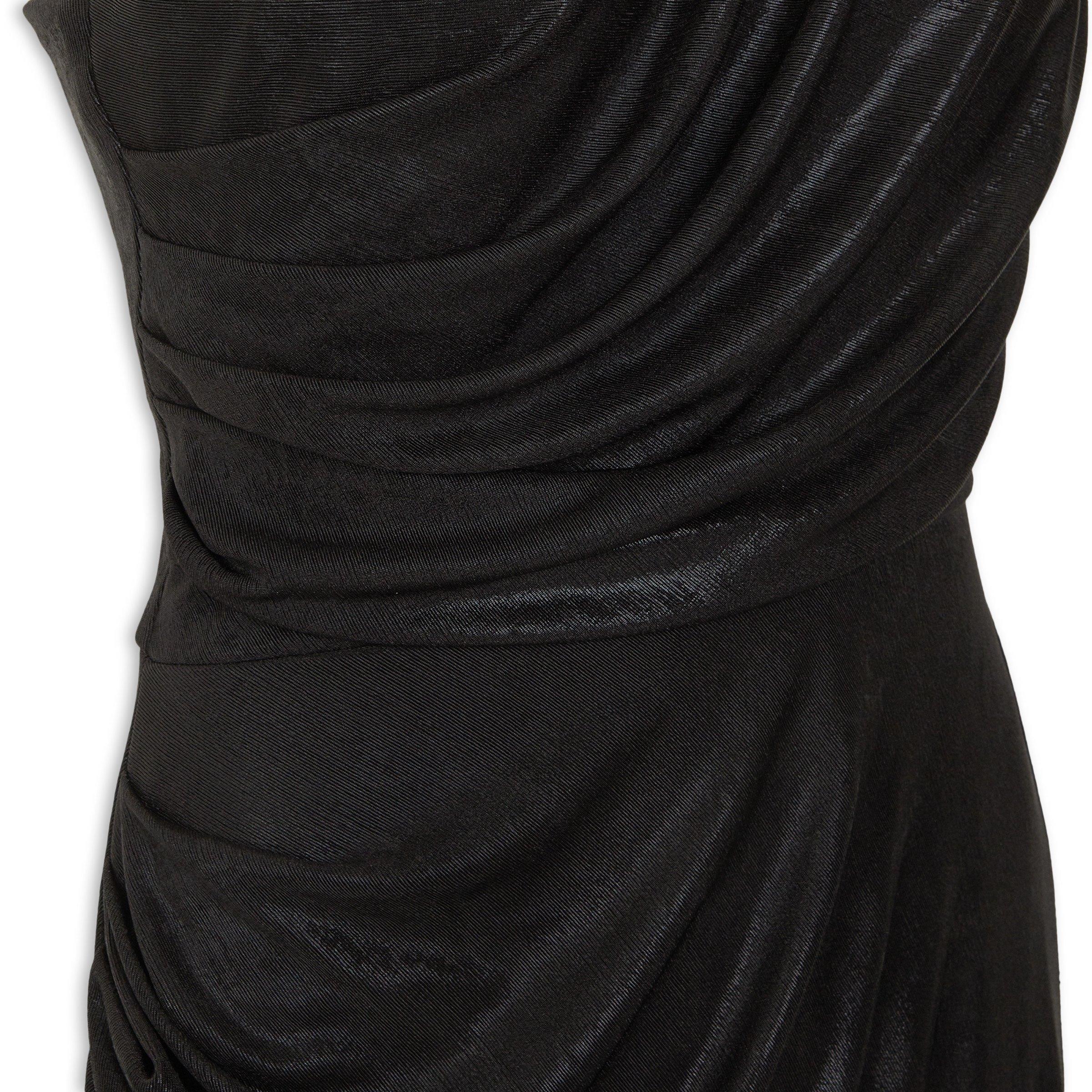 strapless open back dress Suvi Asymmetric Neckline Ruched Cut Out Maxi Dress in Black main image 0