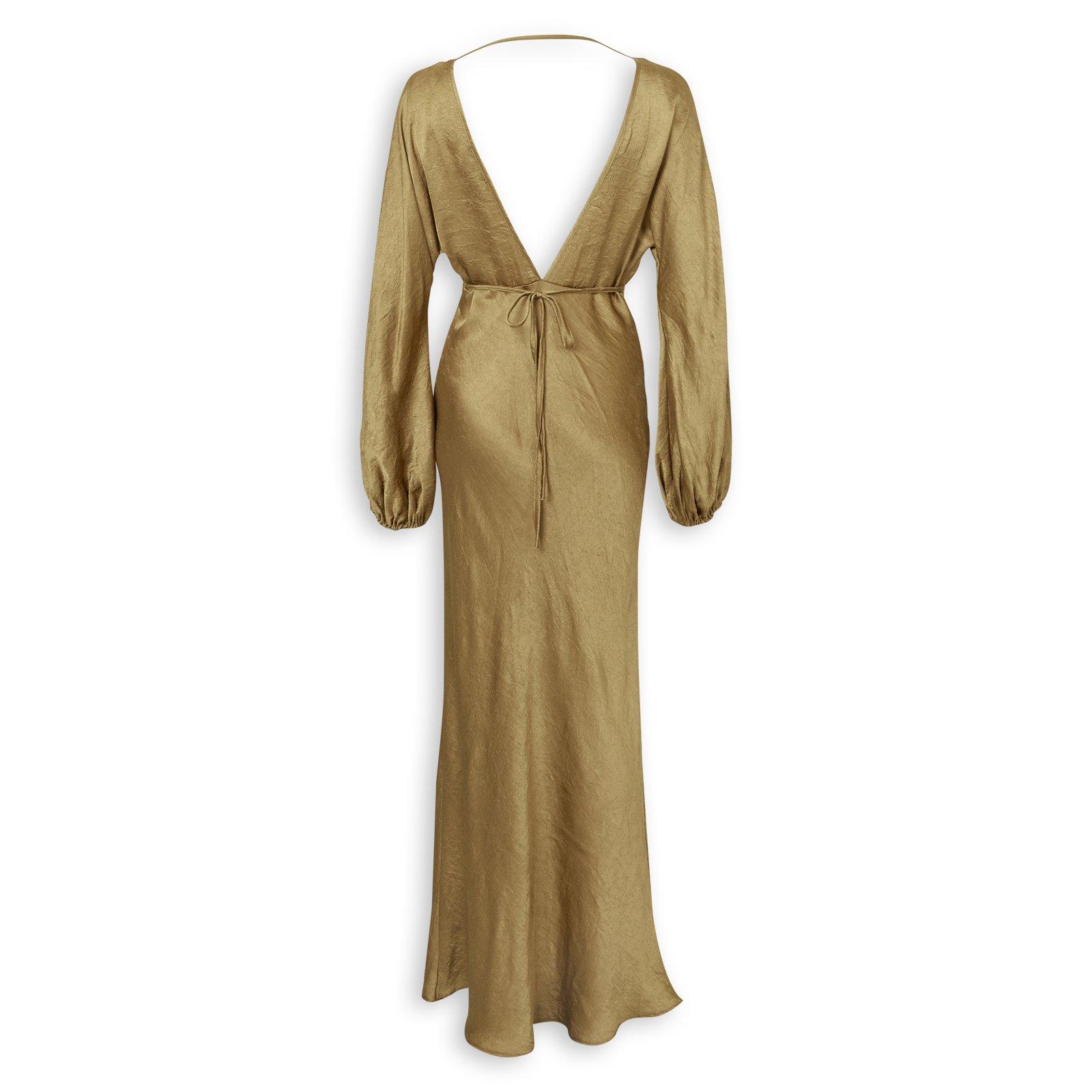 Gold Satin Boho Maxi Dress (3267014) | Phenomena