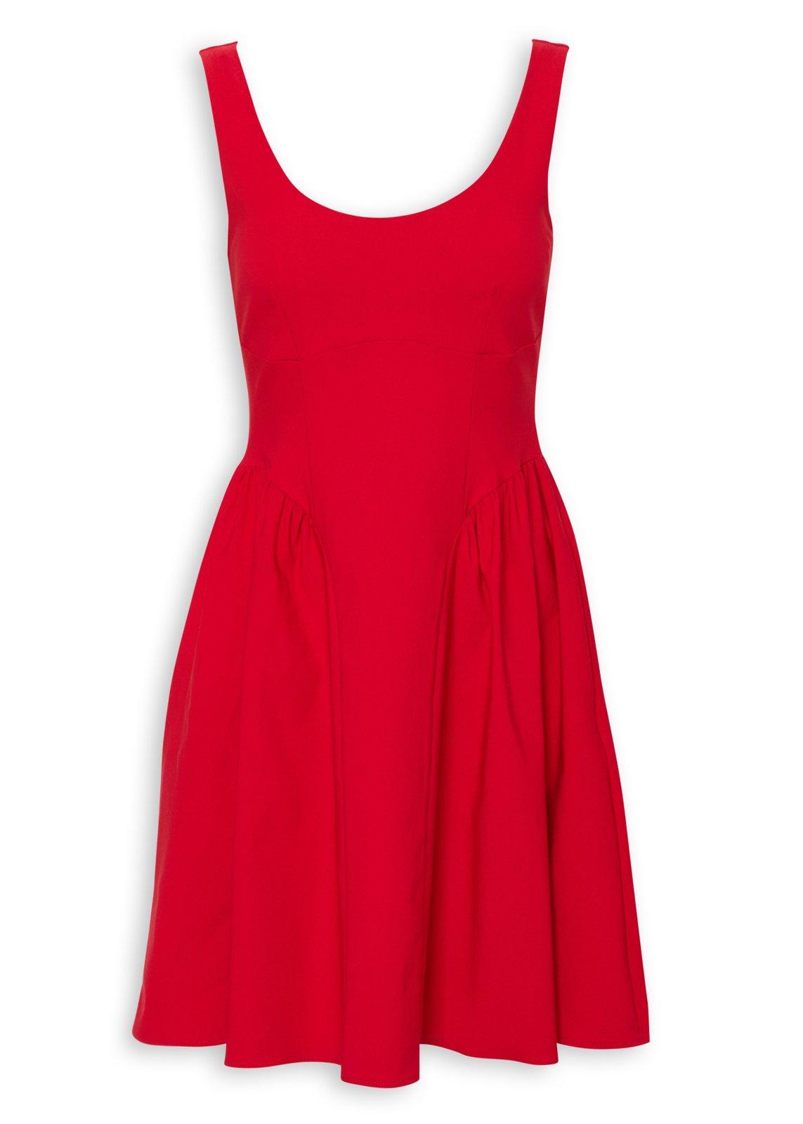 Red Scoop-Neck Skater Dress