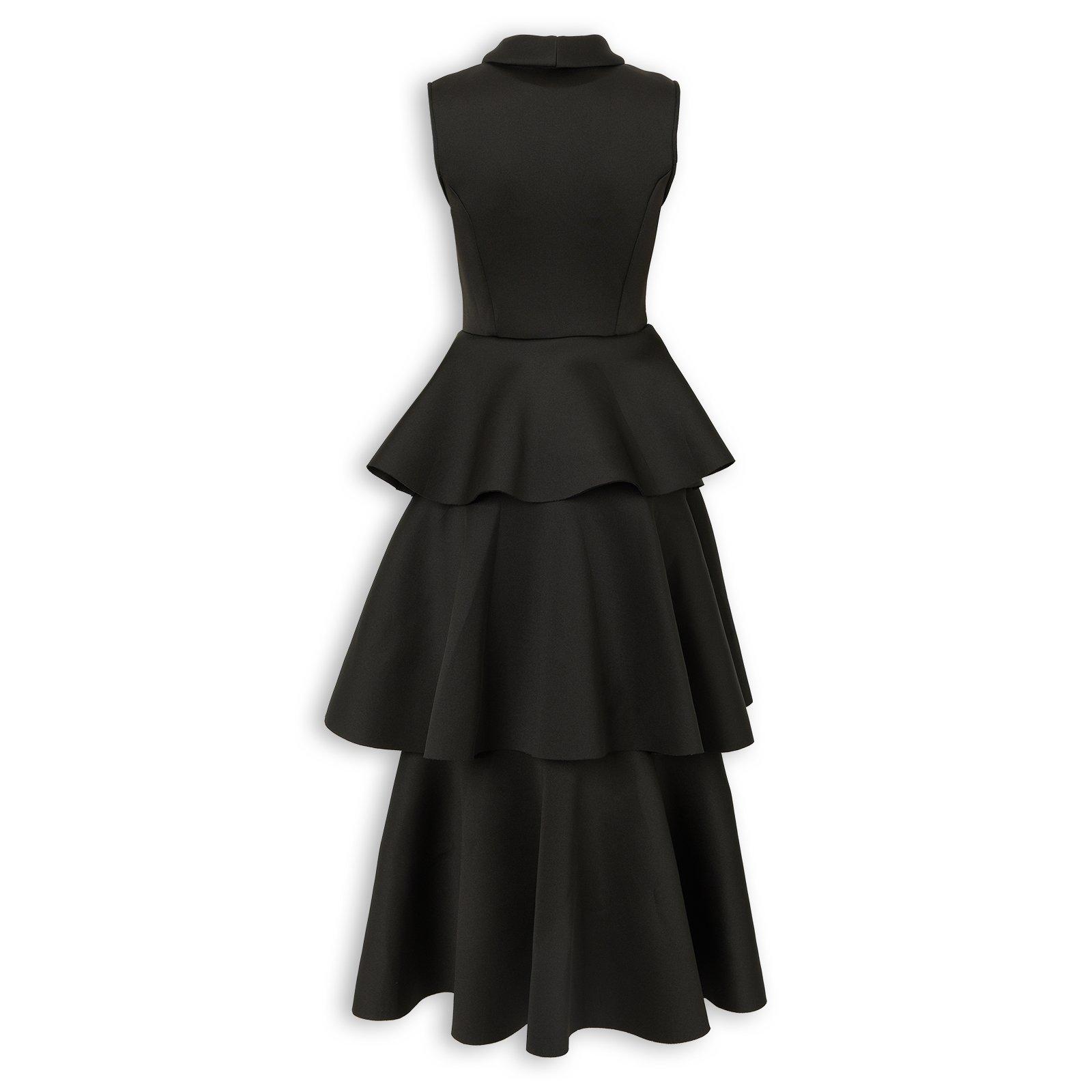 Black Frilled Scuba Maxi Dress (3267862) | Miss Port