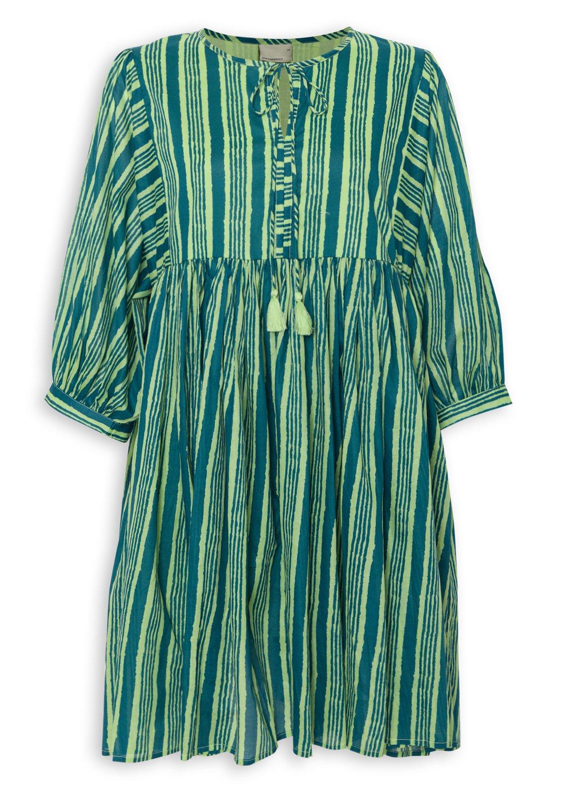 Teal Striped Smock Dress
