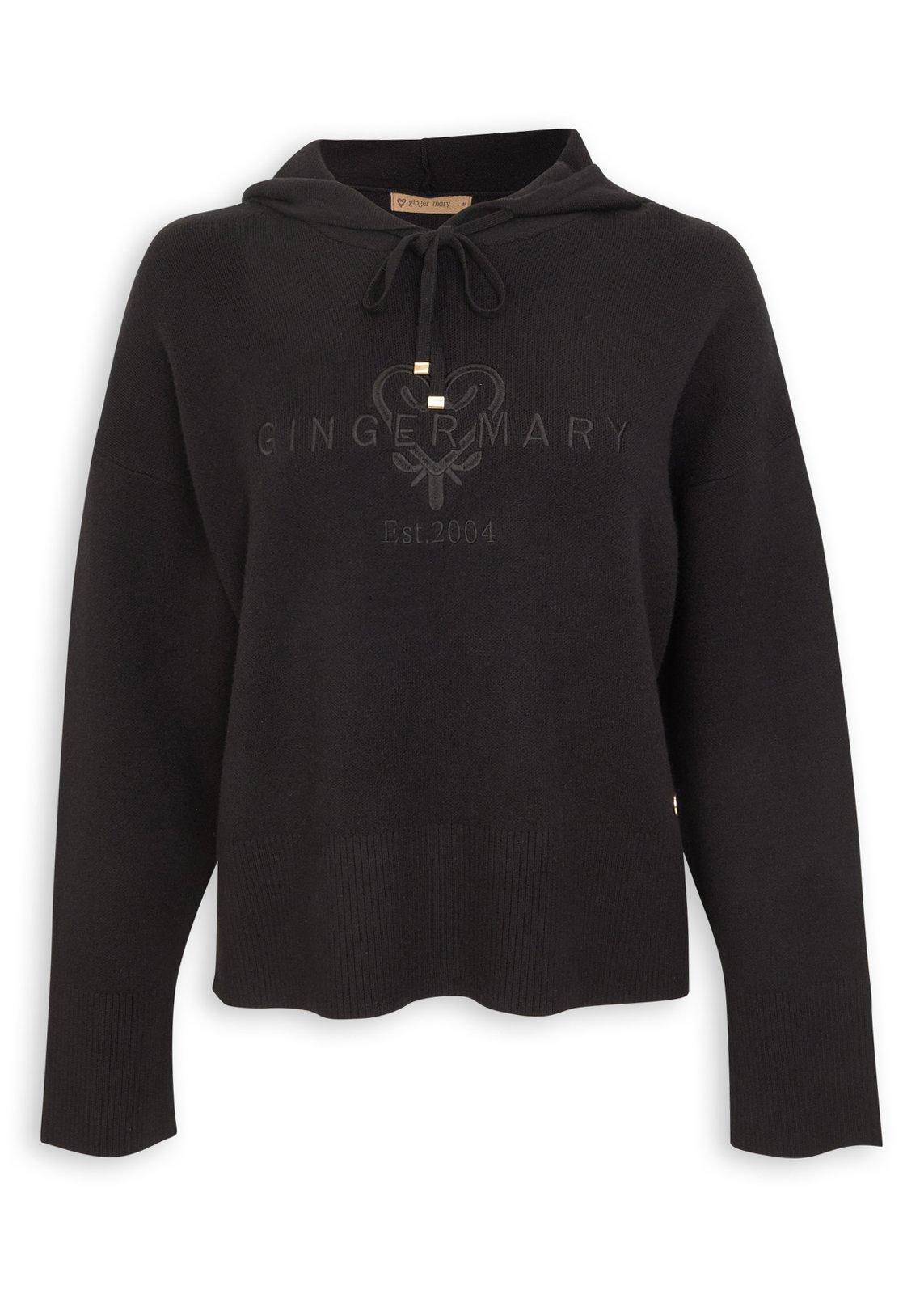 Black Hooded Knitwear Sweat Top (3268475) | Ginger Mary