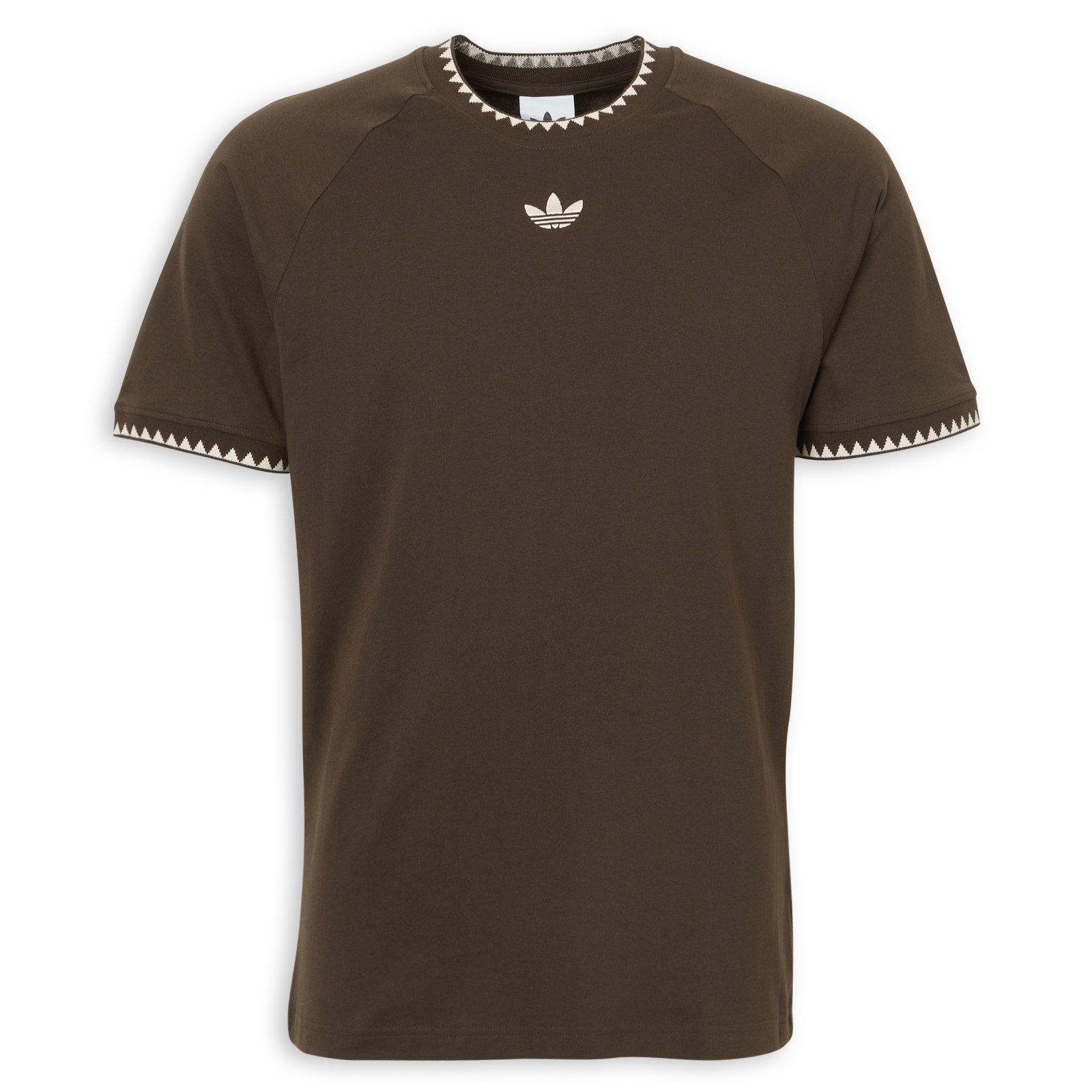 Brown Chest Stripes Short Sleeve T-Shirt (3268767) | Adidas