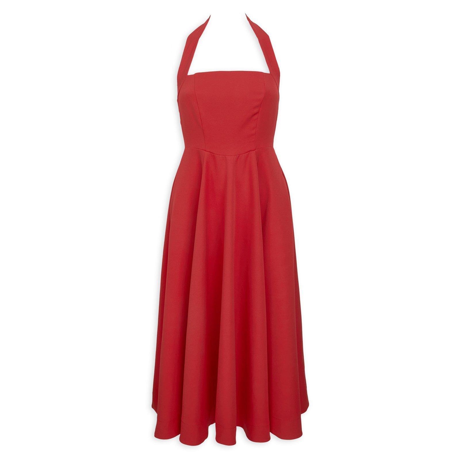Cherry Red Halter Midi Dress (3269754) | Miss Friday