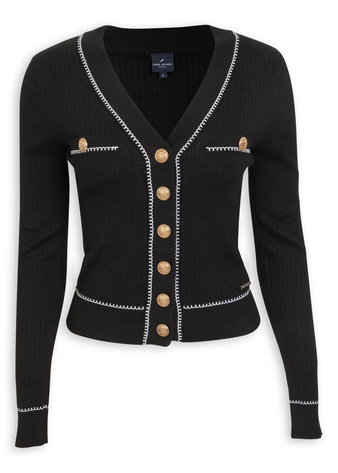 Black Tipped Cardigan with Gold Buttons (3270568) | Daniel Hechter