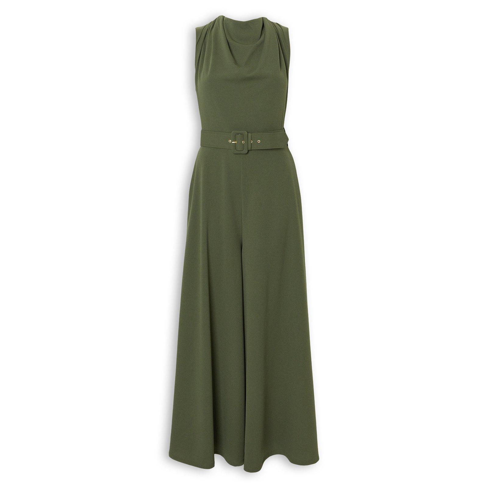 Olive【みんみ】 Olive Green Belted Jumpsuit (3271016) | X&O Ladies