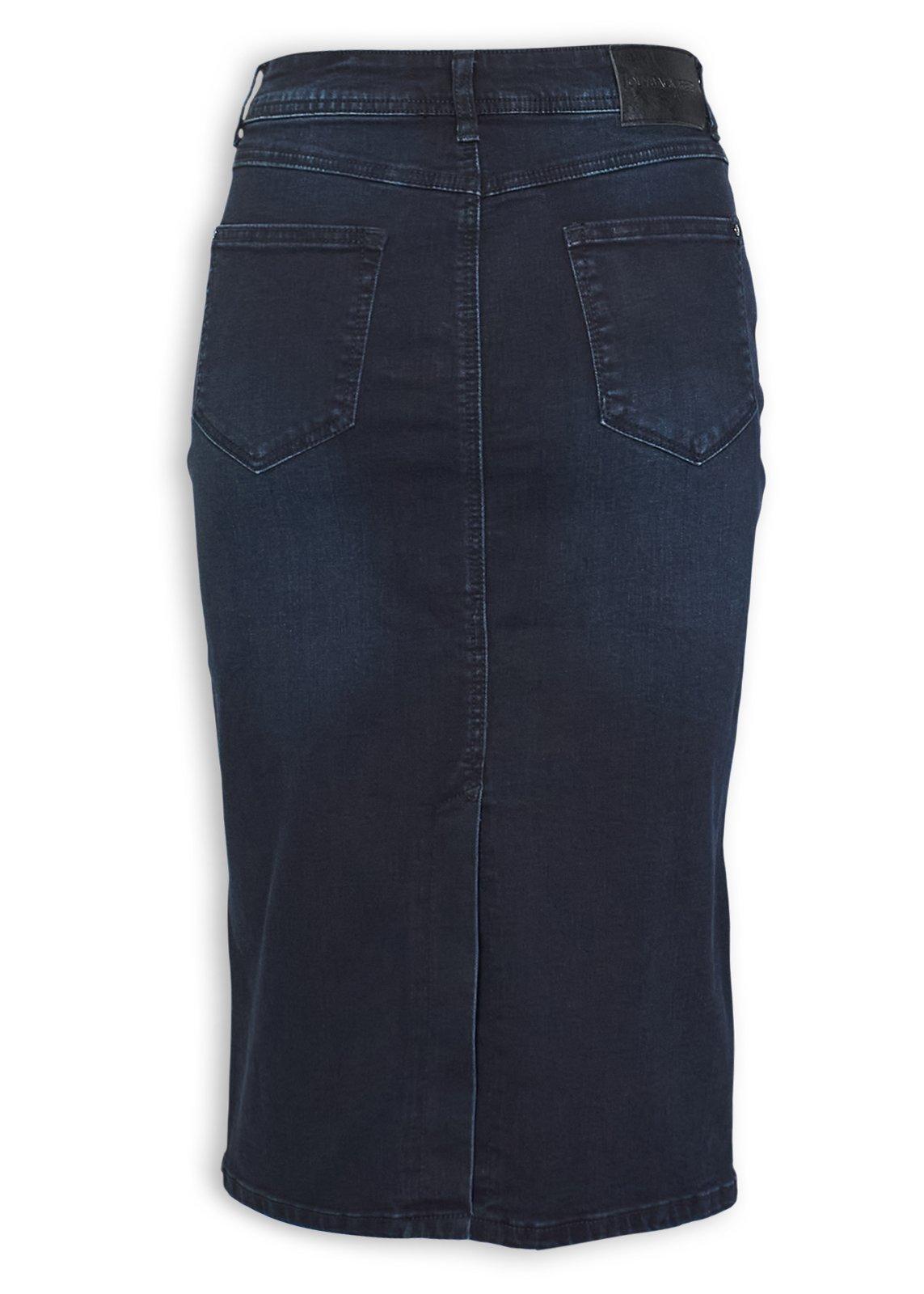 エンフォルド　GATHER STRAIGHT SKIRT D/NVY Dark Navy Denim Pencil Skirt | Women's Skirts | Truworths